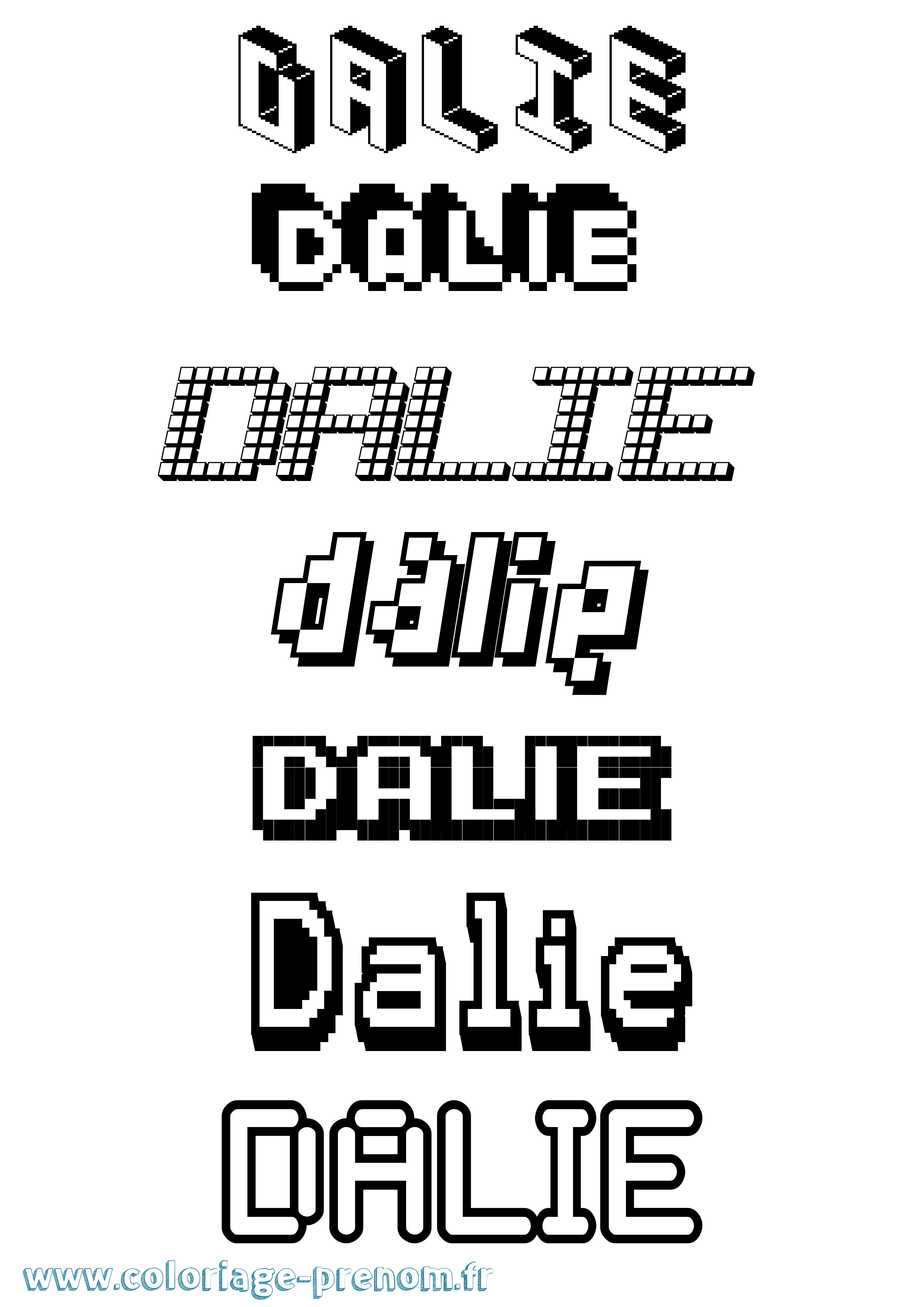 Coloriage Dalie Pixel Coloriage prénom Dalie Pixel