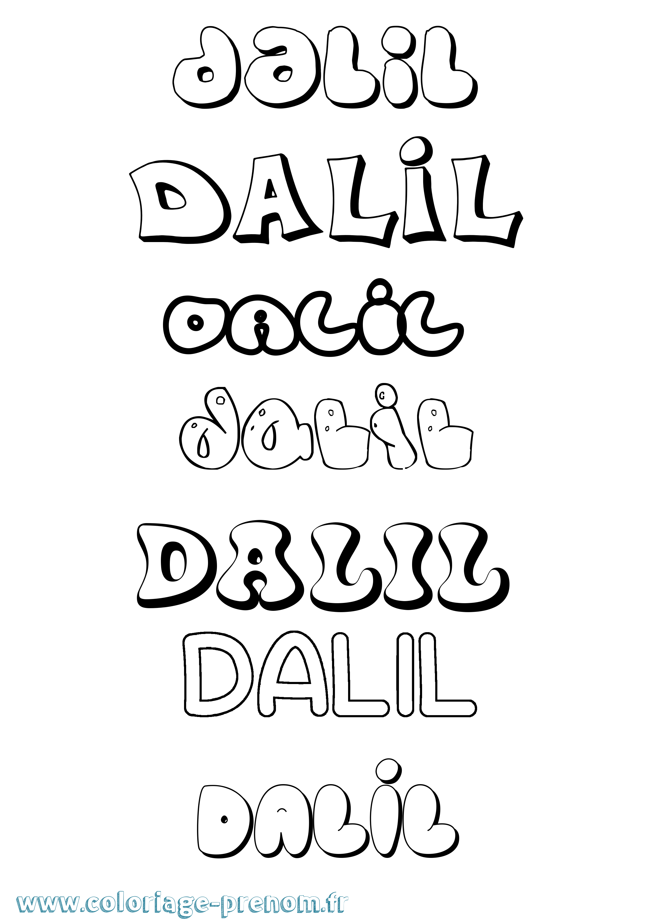 Coloriage Dalil Bubble Coloriage prénom Dalil Bubble
