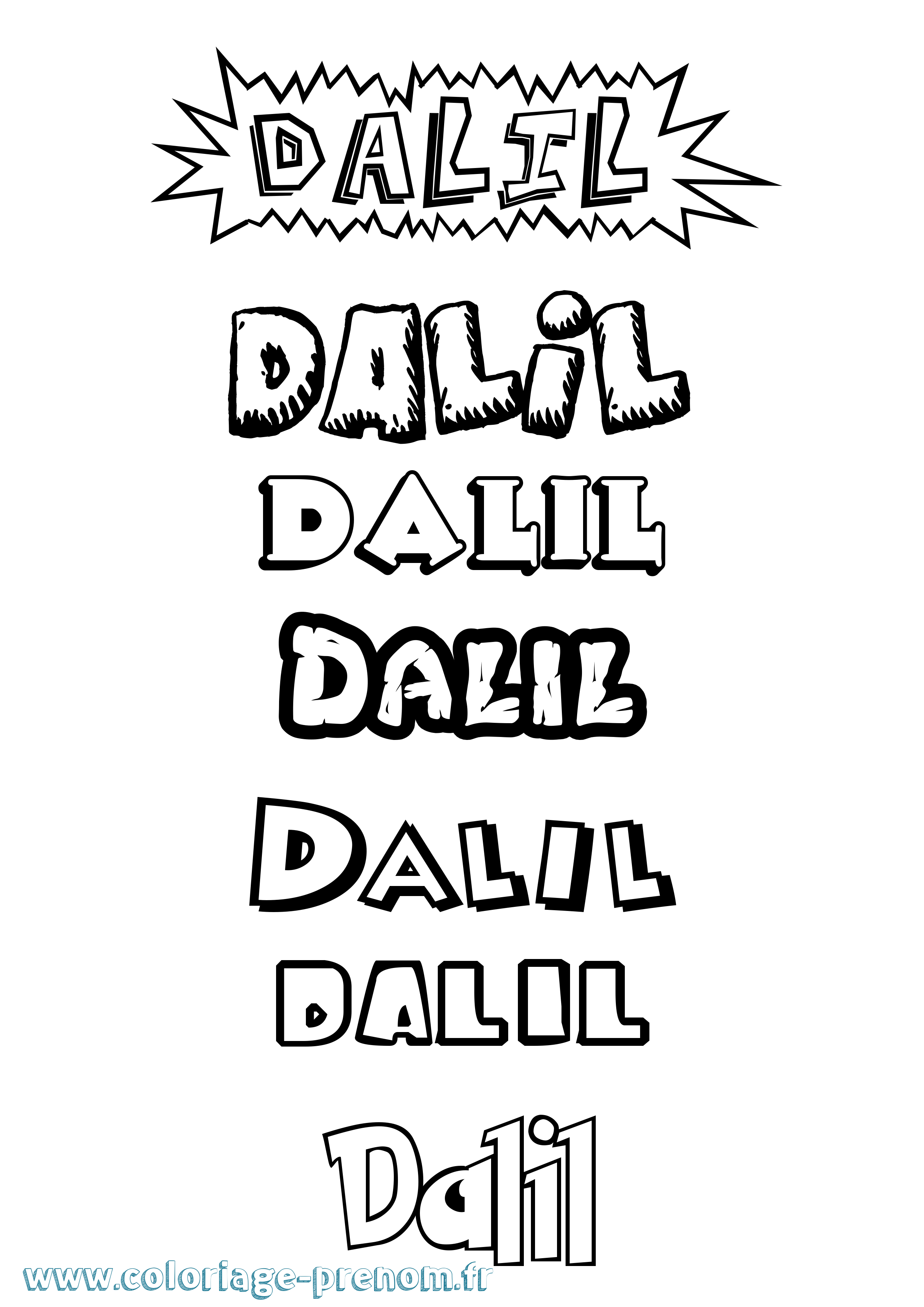 Coloriage Dalil Dessin Animé Coloriage prénom Dalil Dessin Animé