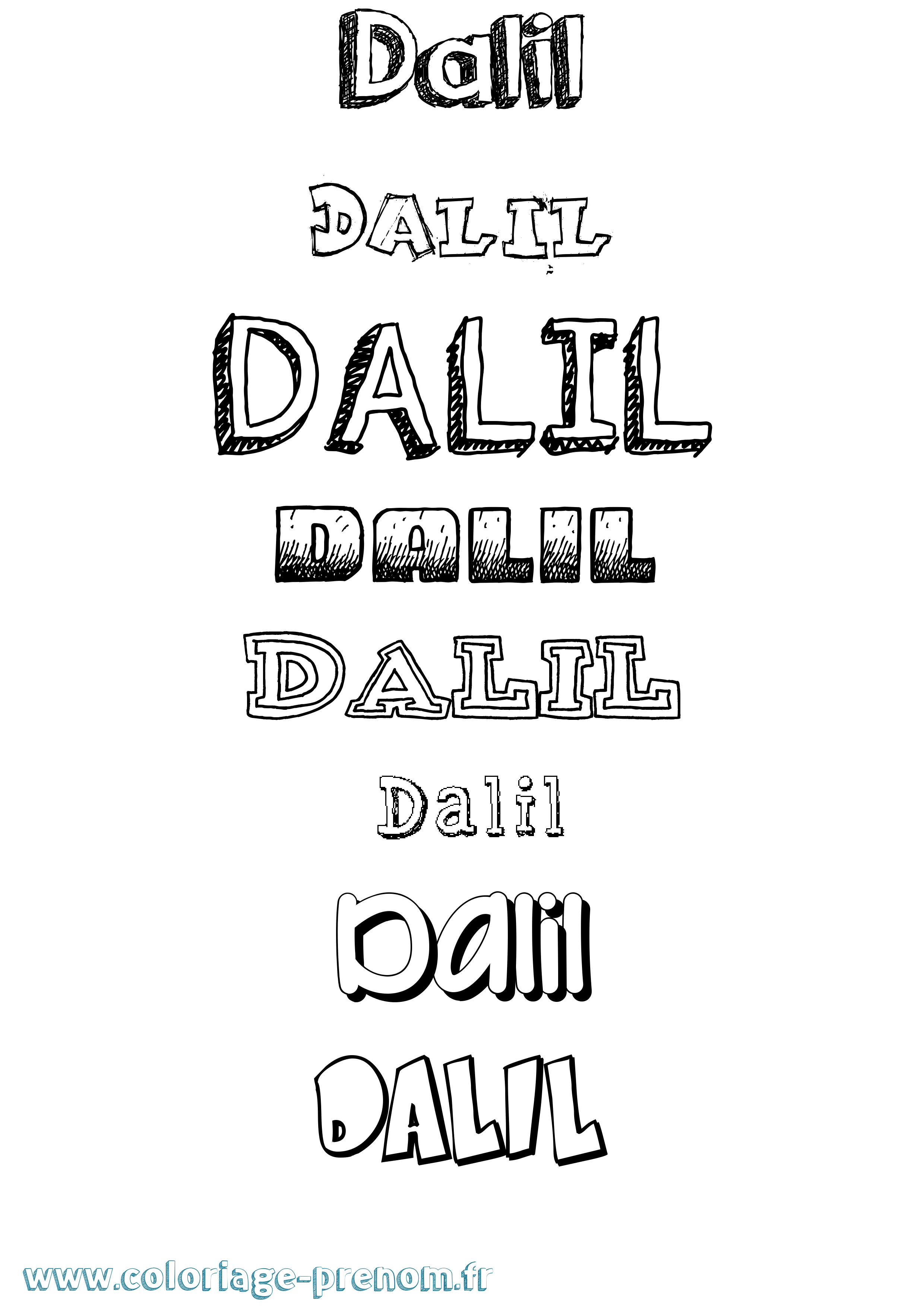 Coloriage Dalil Dessiné Coloriage prénom Dalil Dessiné