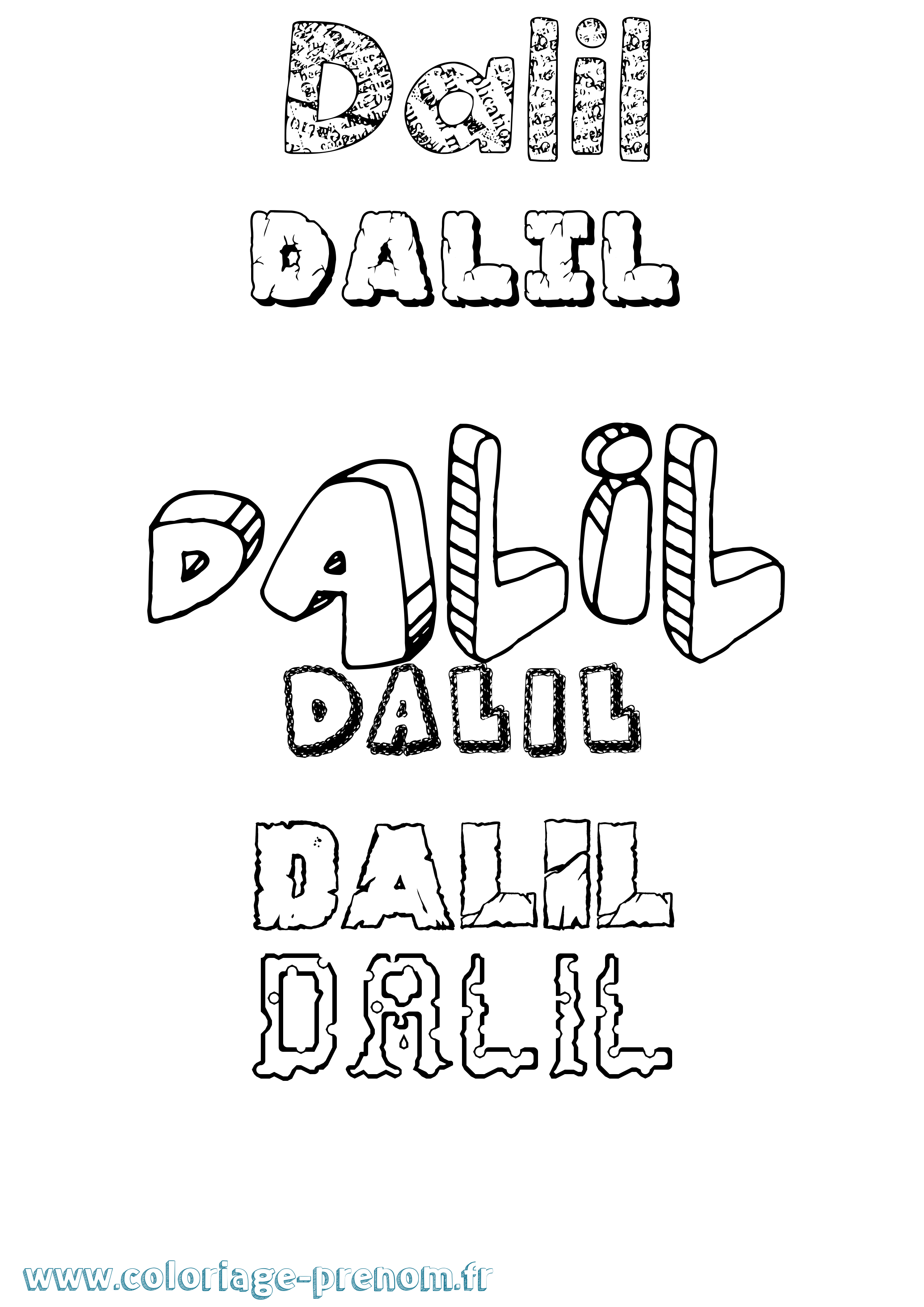 Coloriage prénom Dalil Destructuré