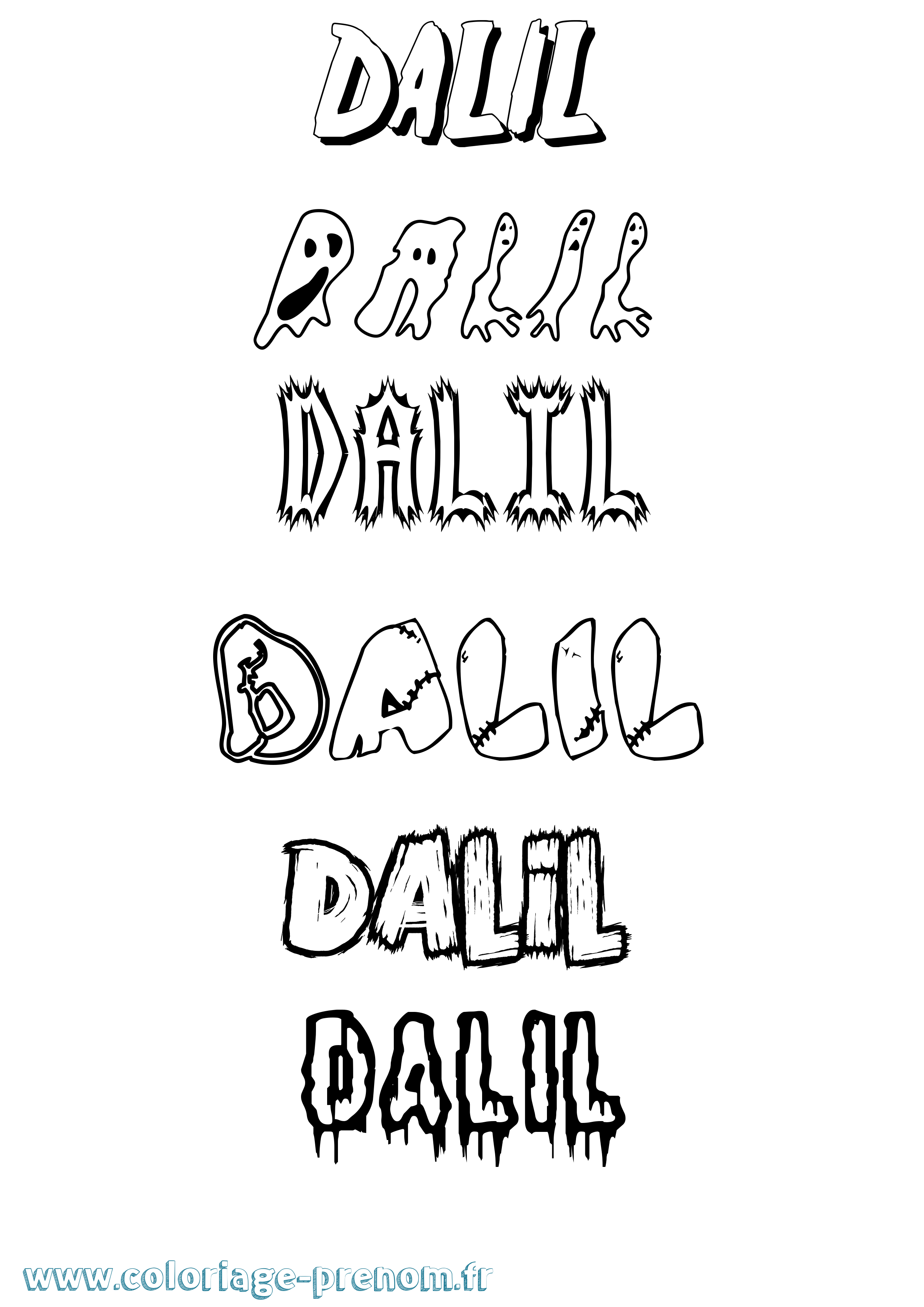 Coloriage Dalil Frisson Coloriage prénom Dalil Frisson