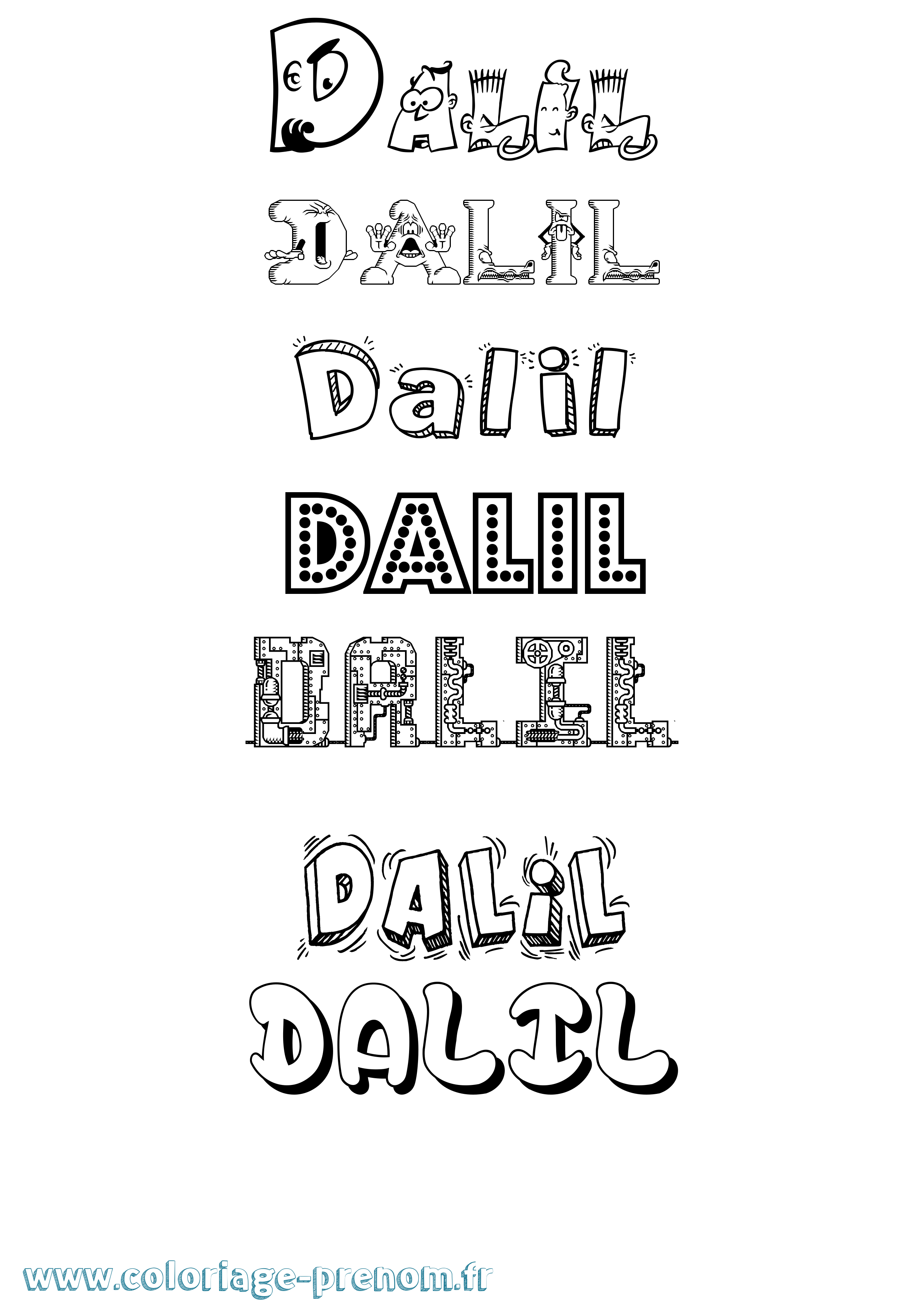 Coloriage prénom Dalil Fun