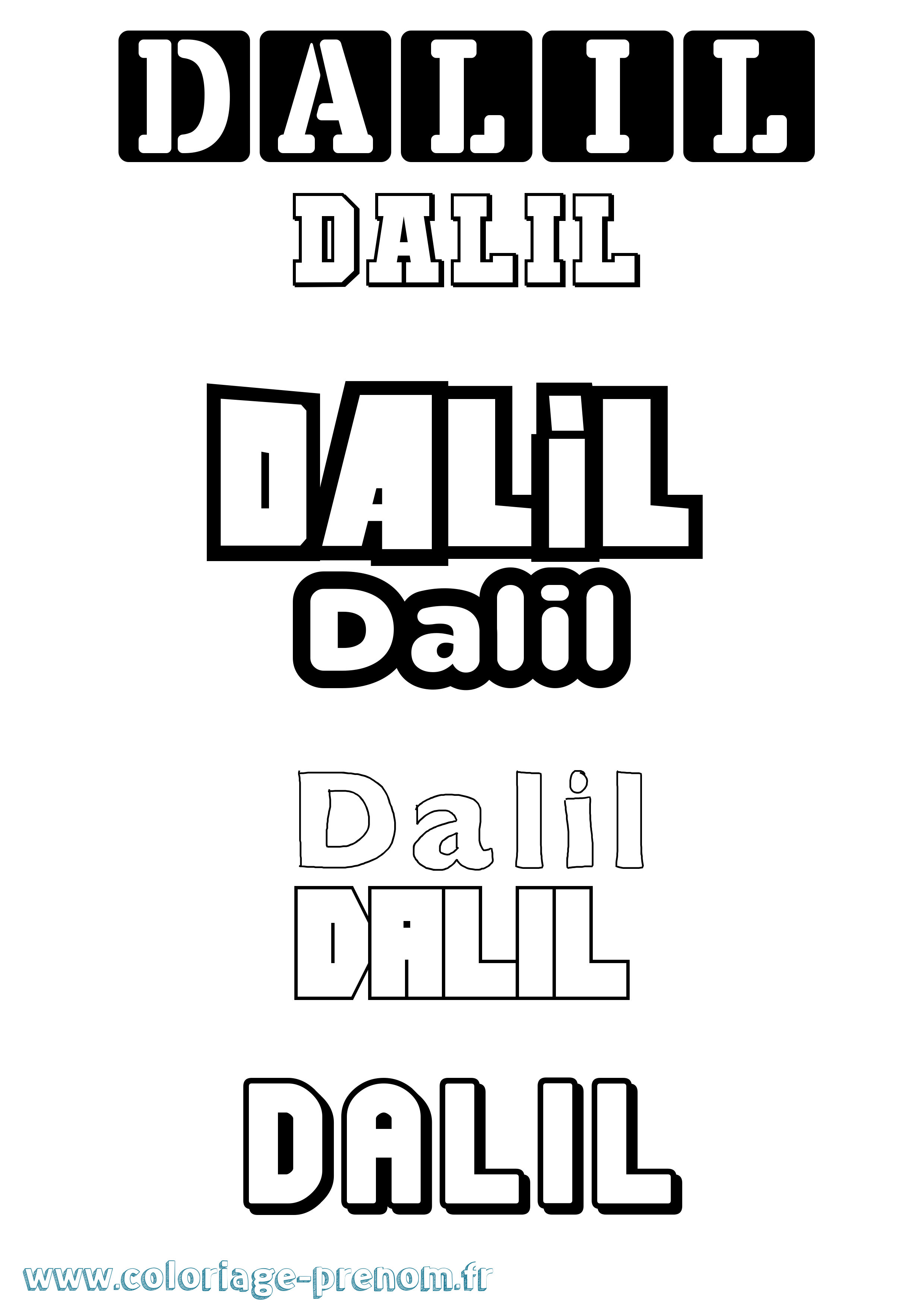 Coloriage prénom Dalil Simple