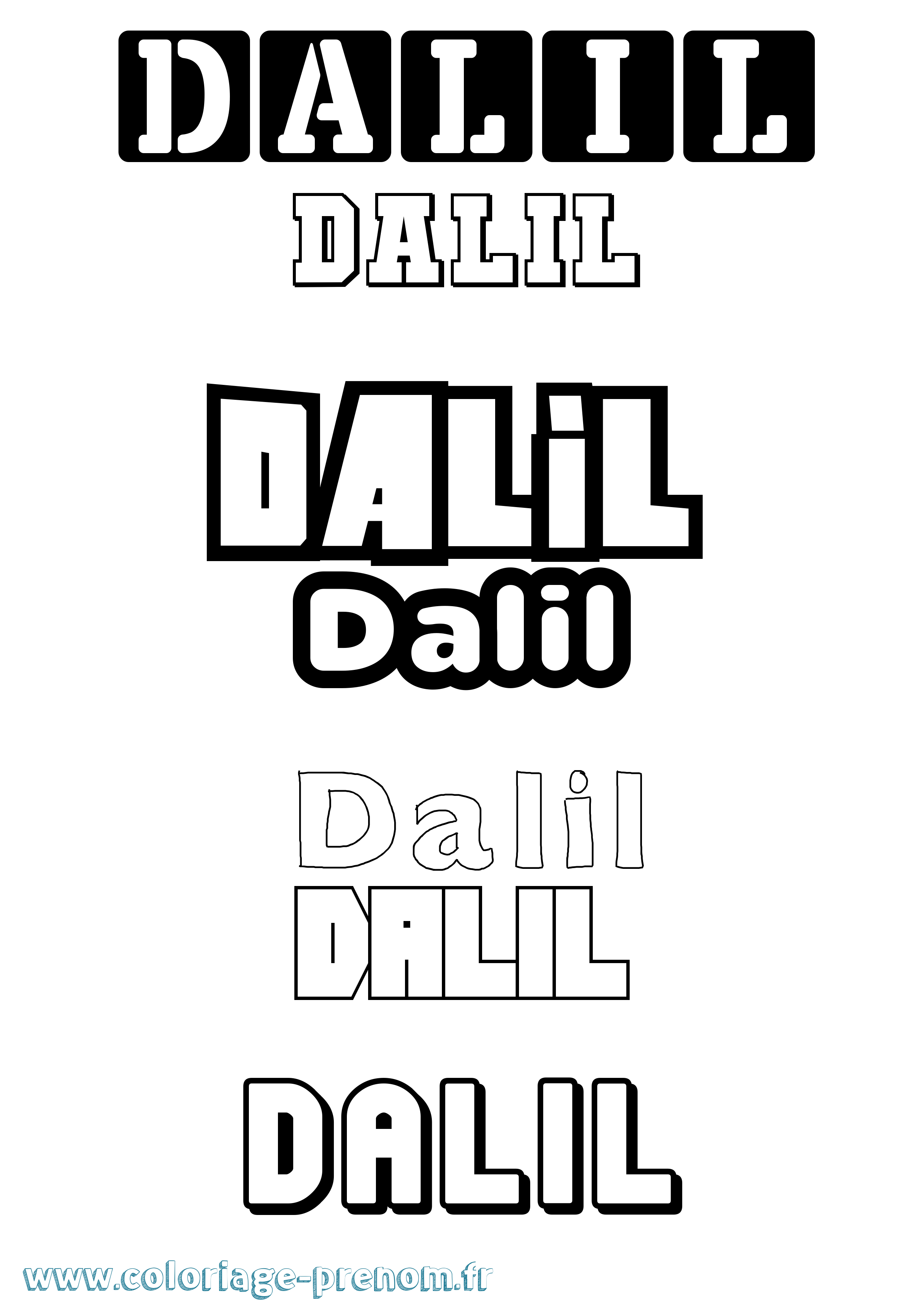 Coloriage Dalil Simple Coloriage prénom Dalil Simple