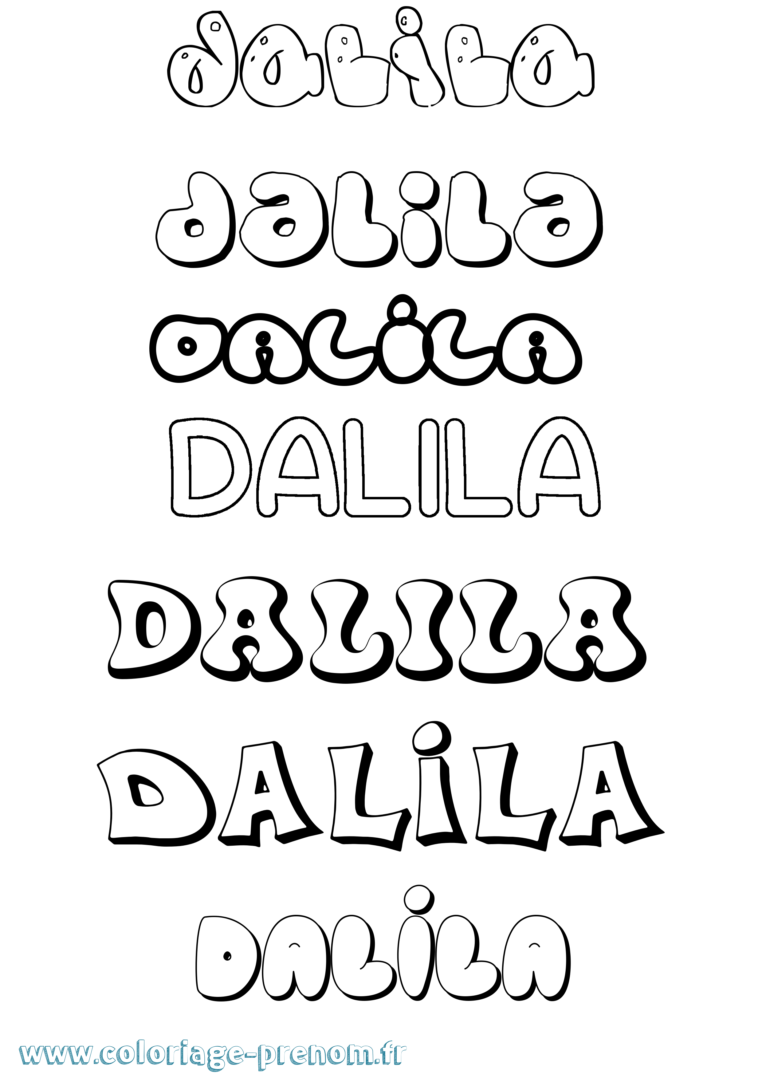 Coloriage Dalila Bubble Coloriage prénom Dalila Bubble