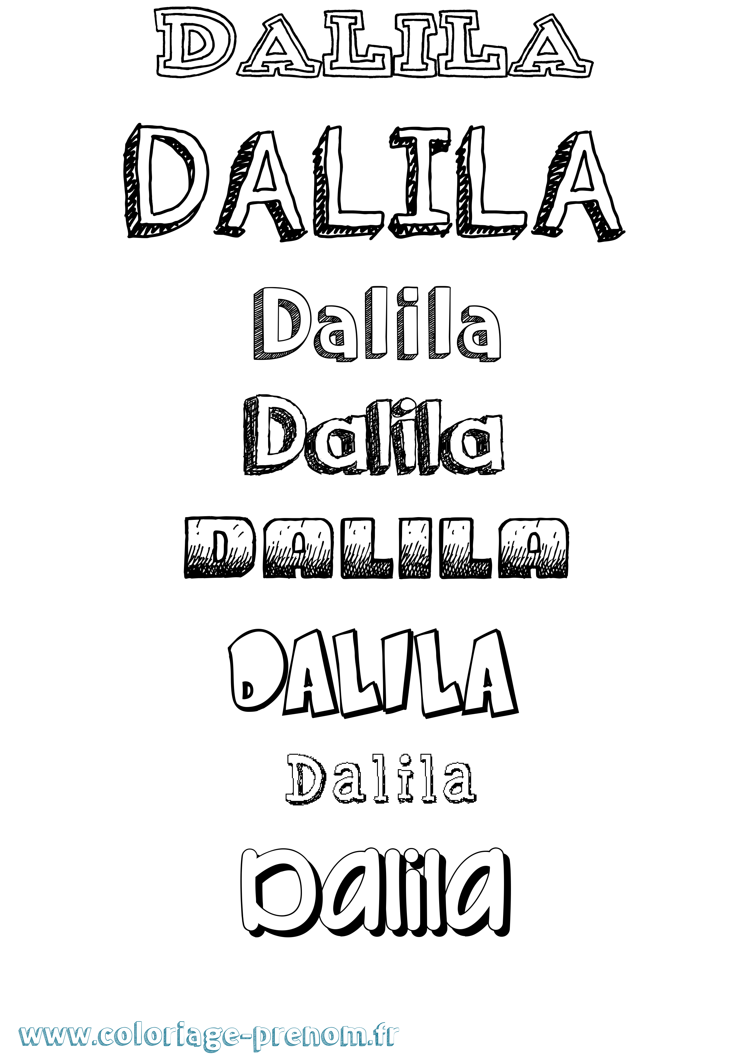Coloriage Dalila Dessiné Coloriage prénom Dalila Dessiné