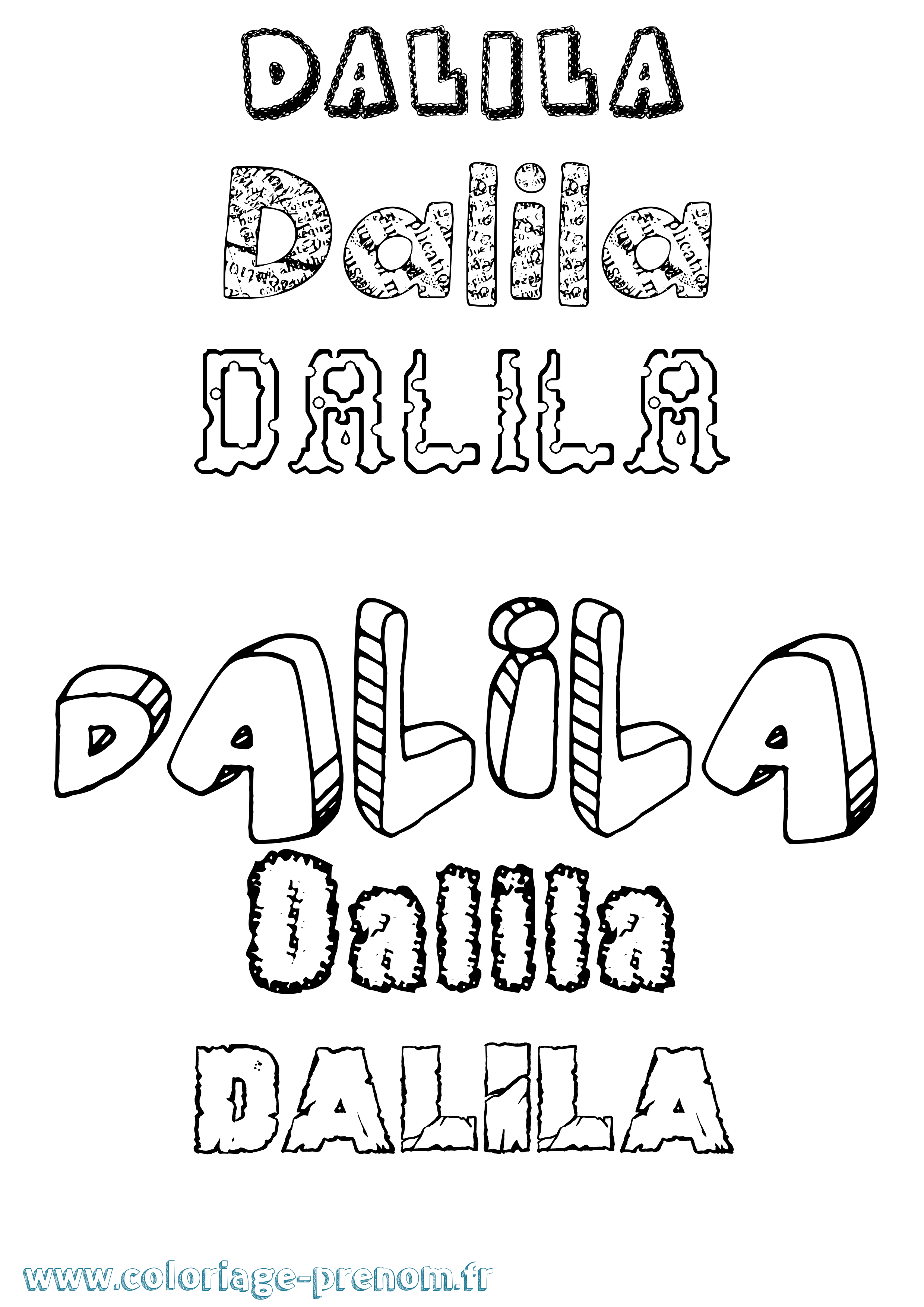 Coloriage prénom Dalila Destructuré