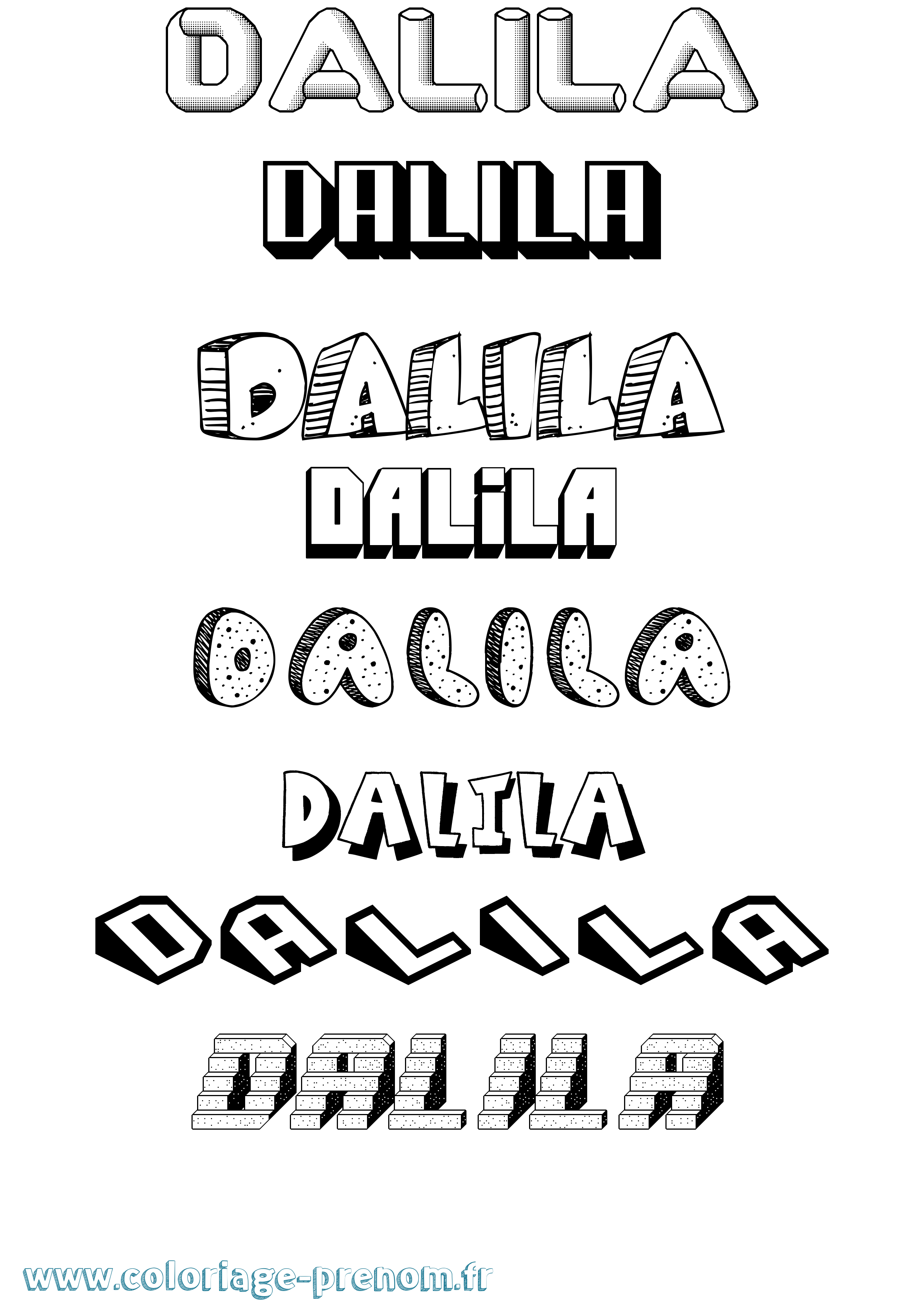 Coloriage Dalila Effet 3D Coloriage prénom Dalila Effet 3D