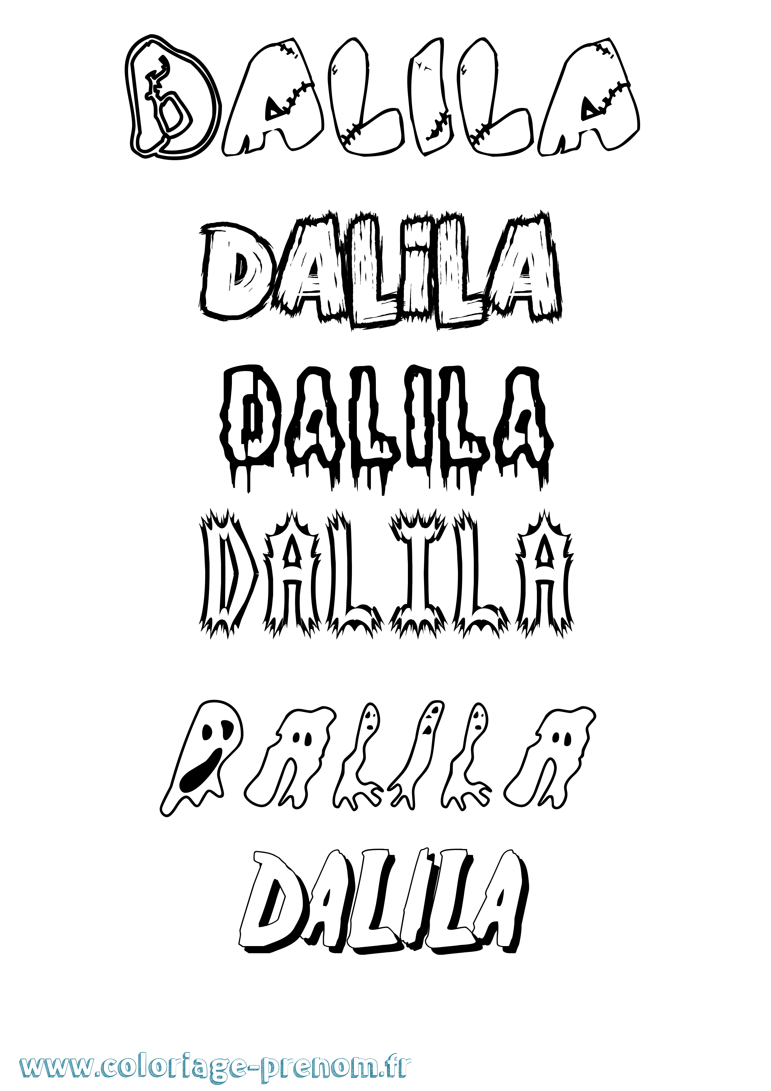 Coloriage prénom Dalila Frisson