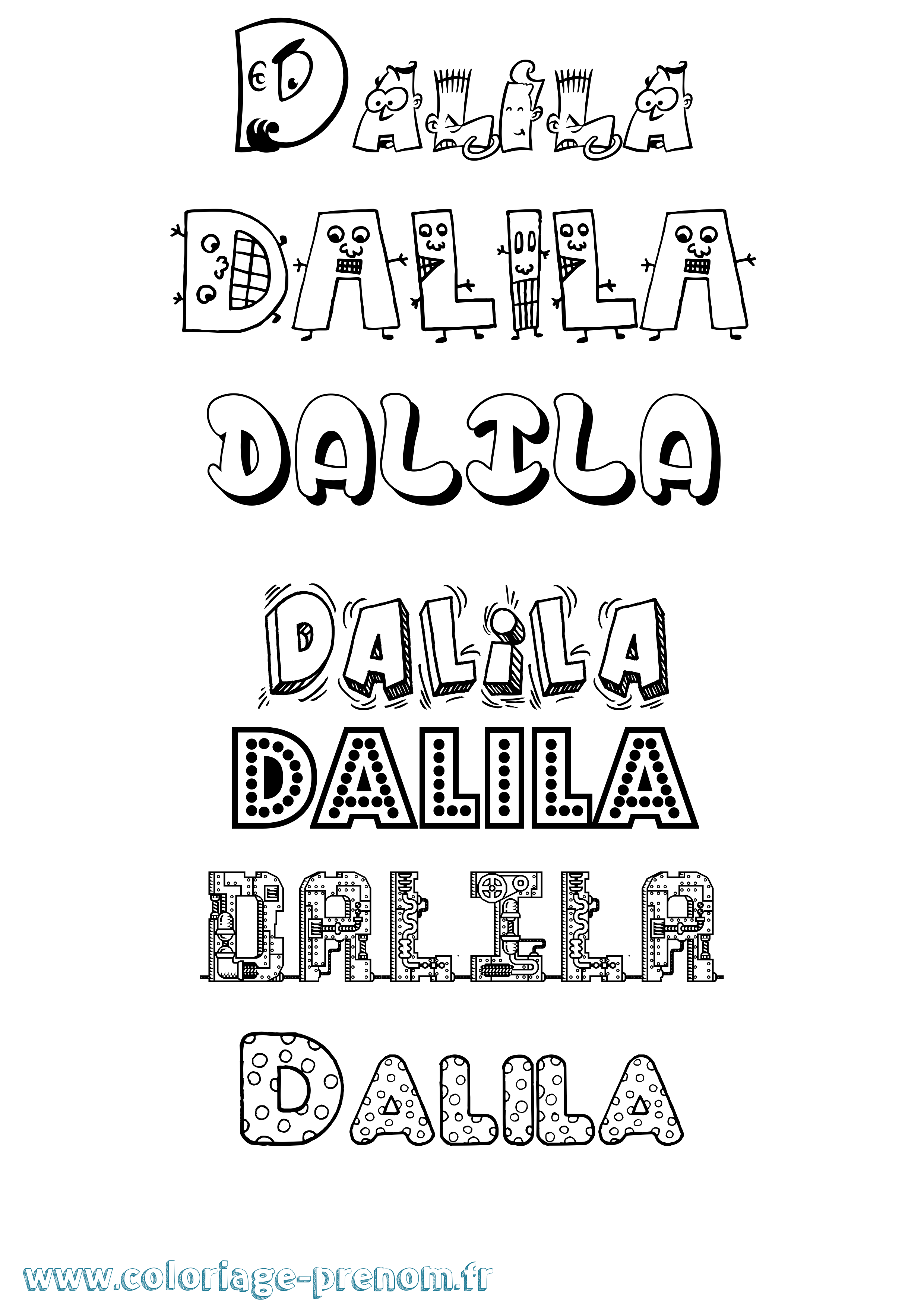 Coloriage prénom Dalila Fun