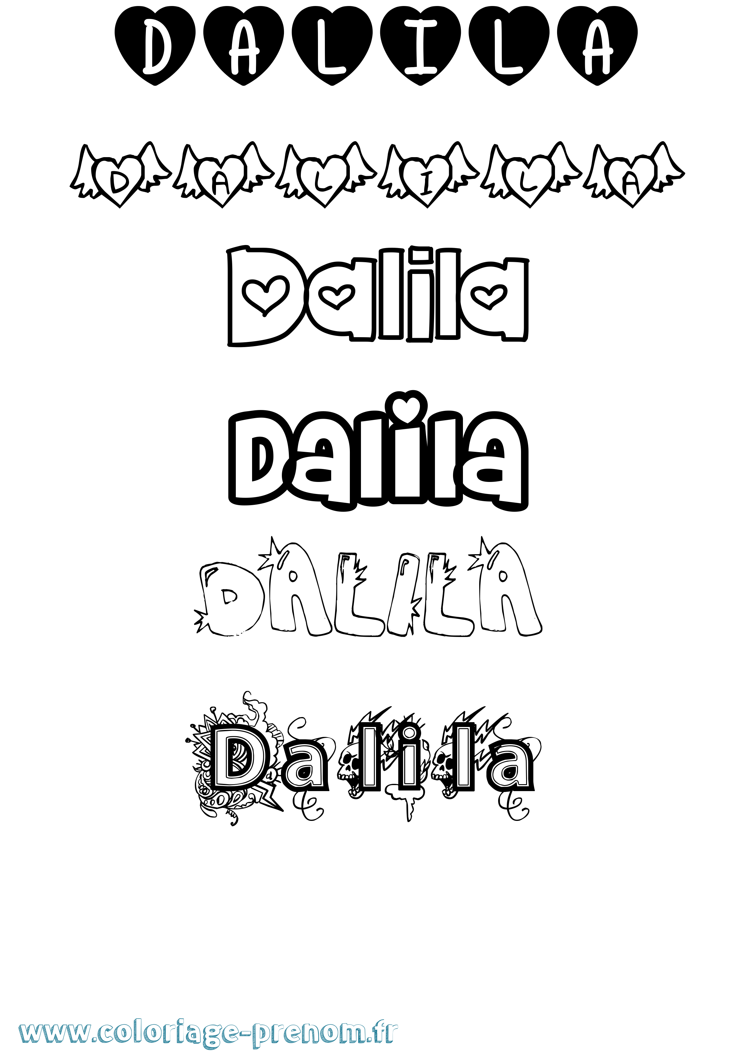 Coloriage prénom Dalila Girly