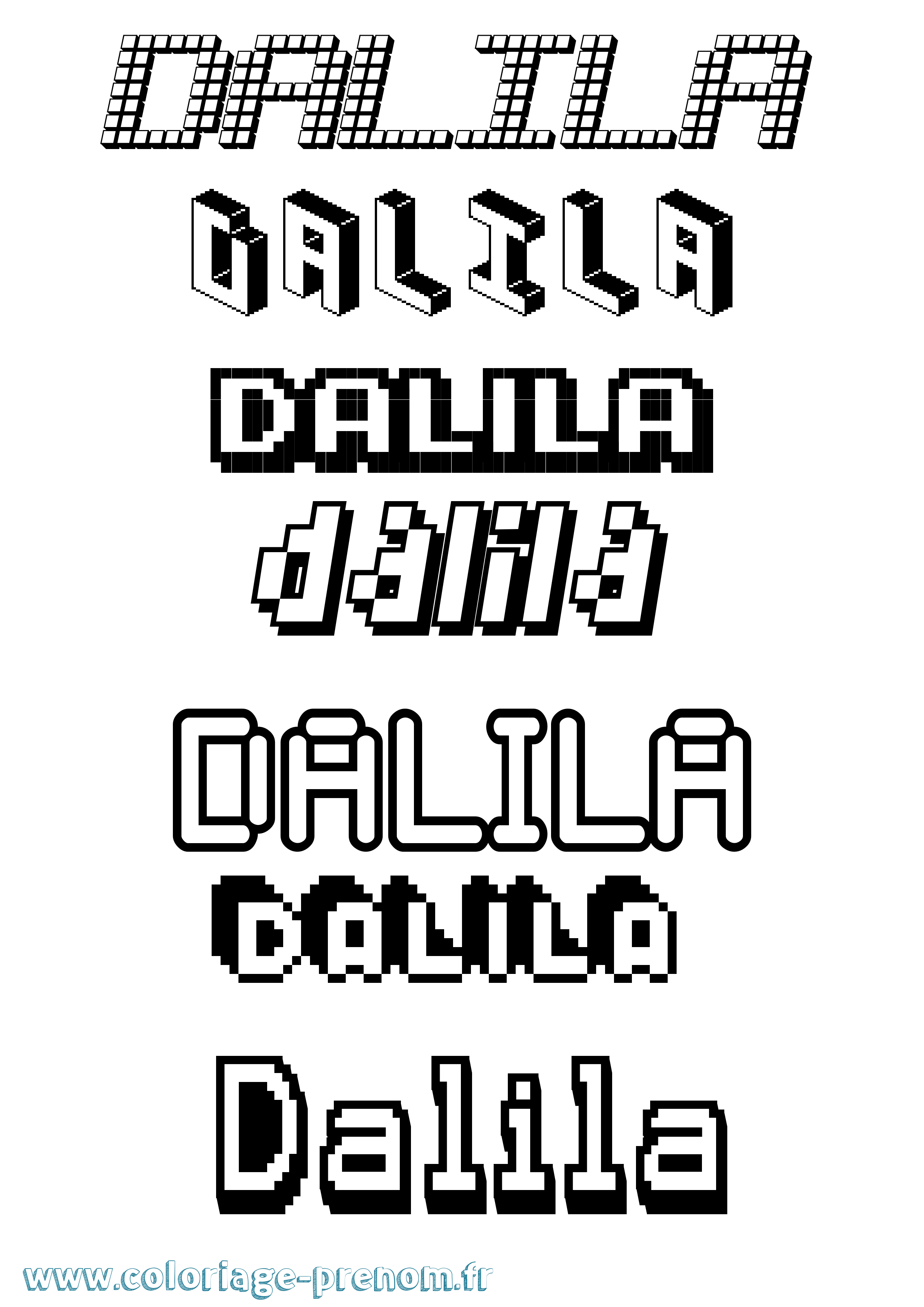 Coloriage prénom Dalila Pixel