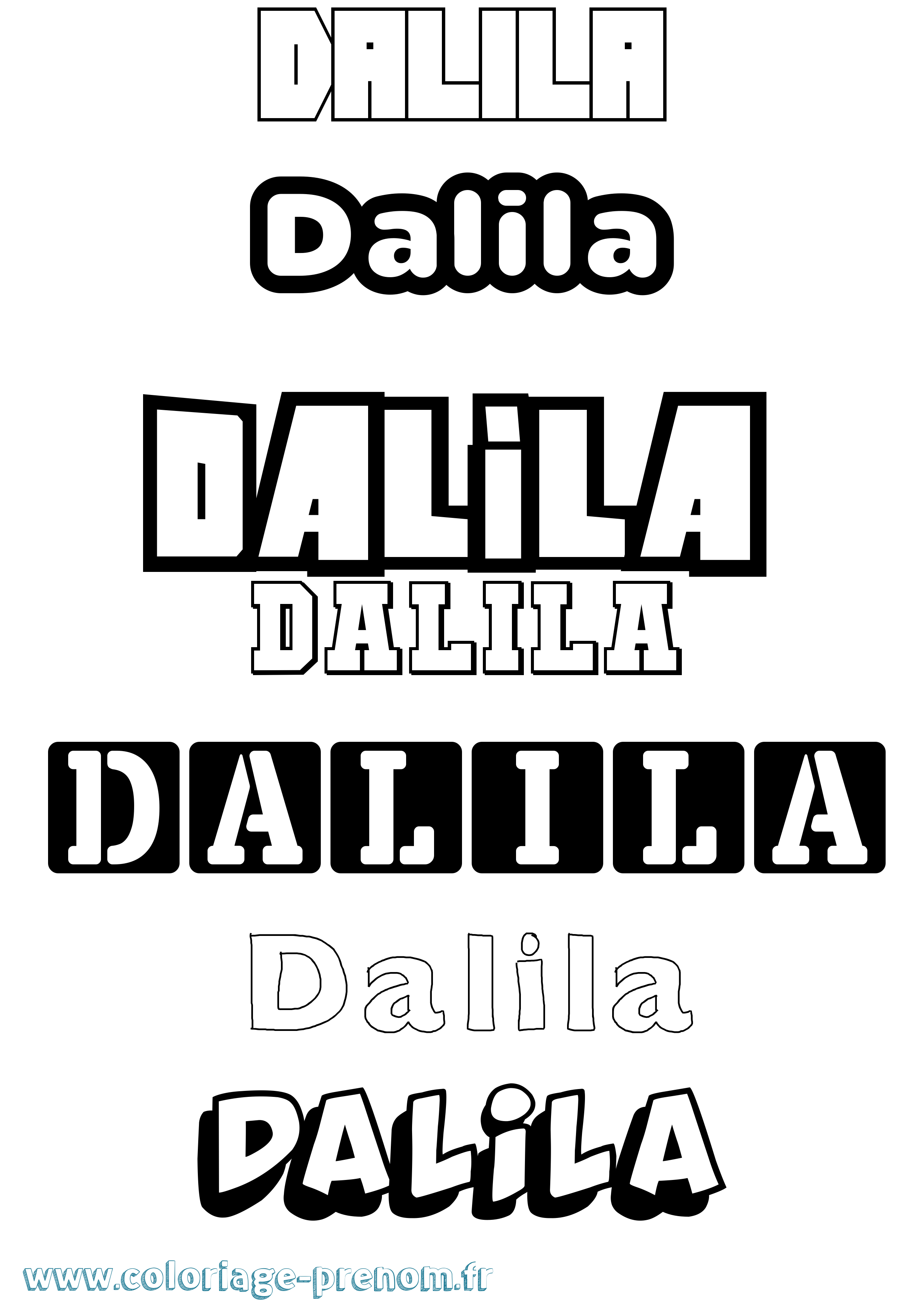 Coloriage prénom Dalila Simple