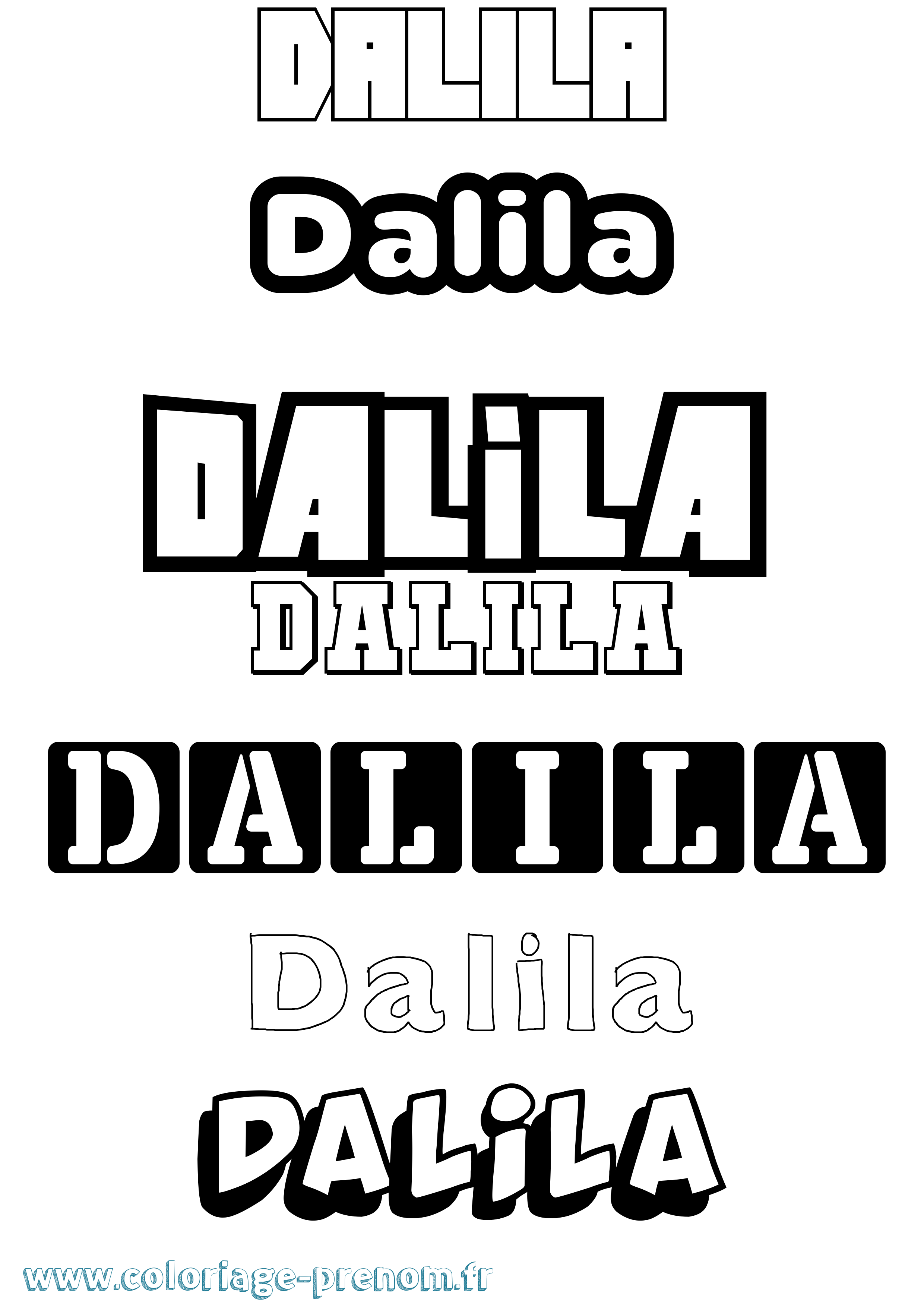 Coloriage Dalila Simple Coloriage prénom Dalila Simple