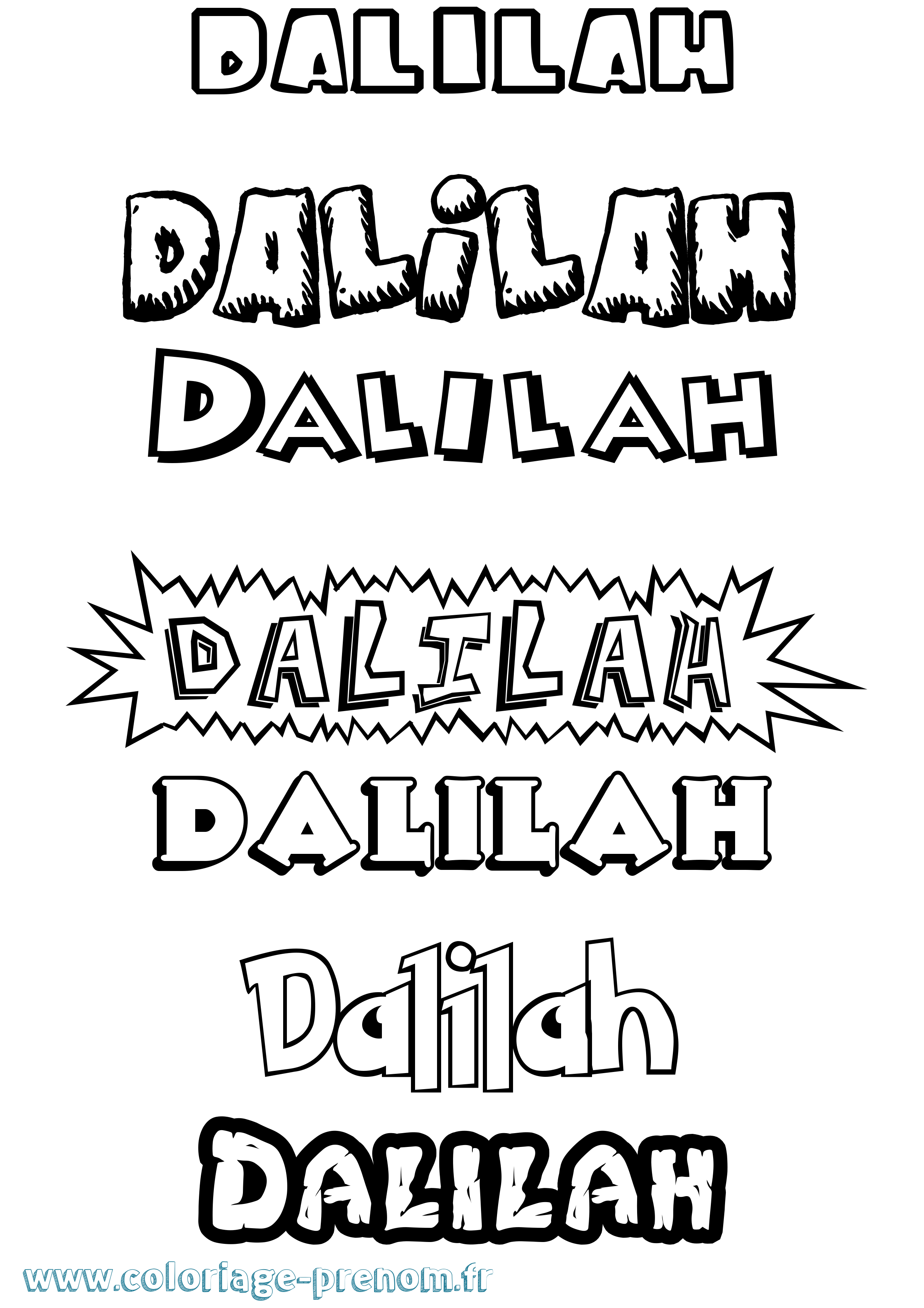 Coloriage prénom Dalilah Dessin Animé