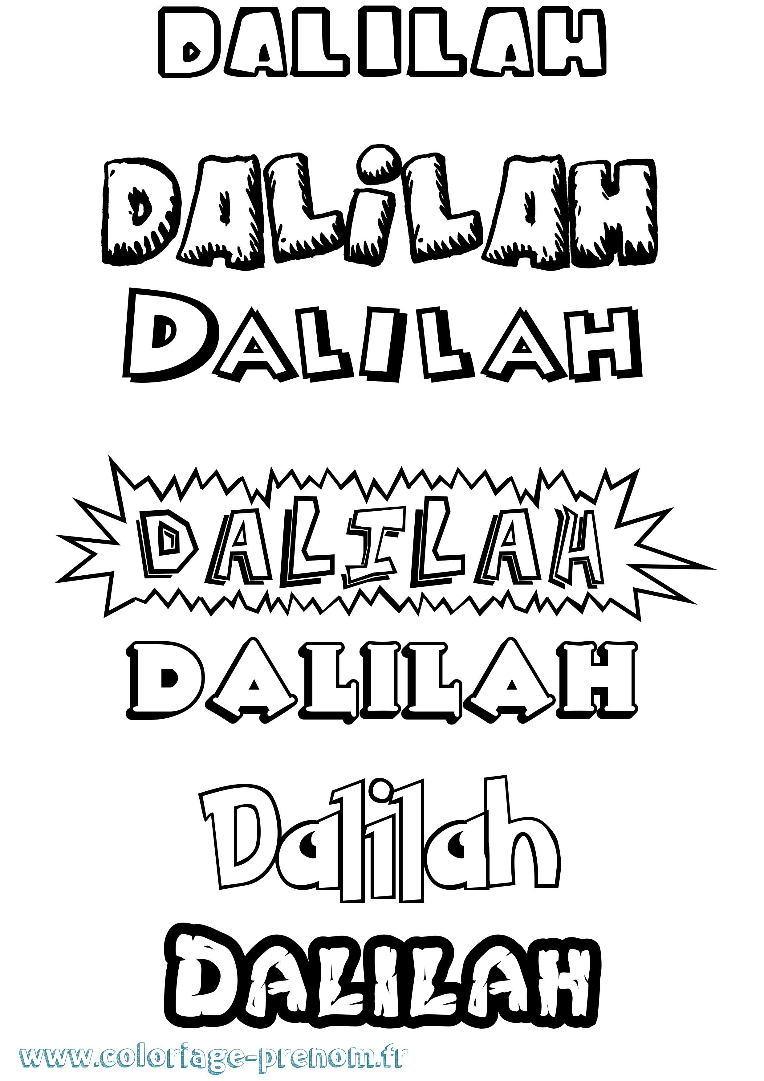 Coloriage Dalilah Dessin Animé Coloriage prénom Dalilah Dessin Animé
