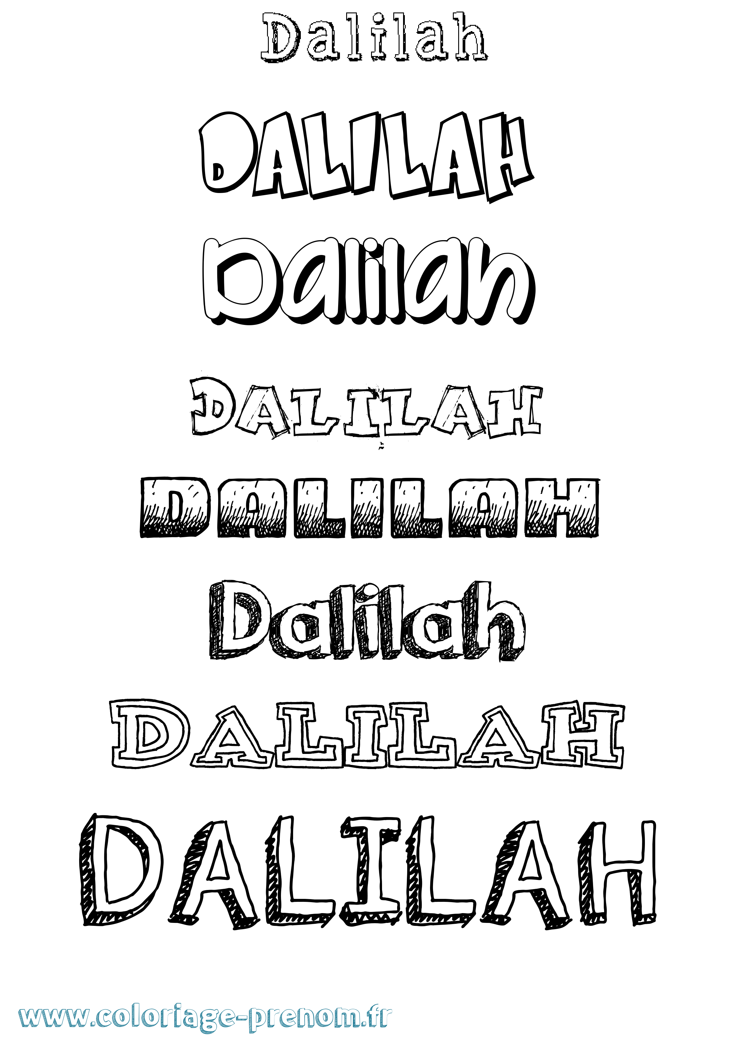 Coloriage Dalilah Dessiné Coloriage prénom Dalilah Dessiné