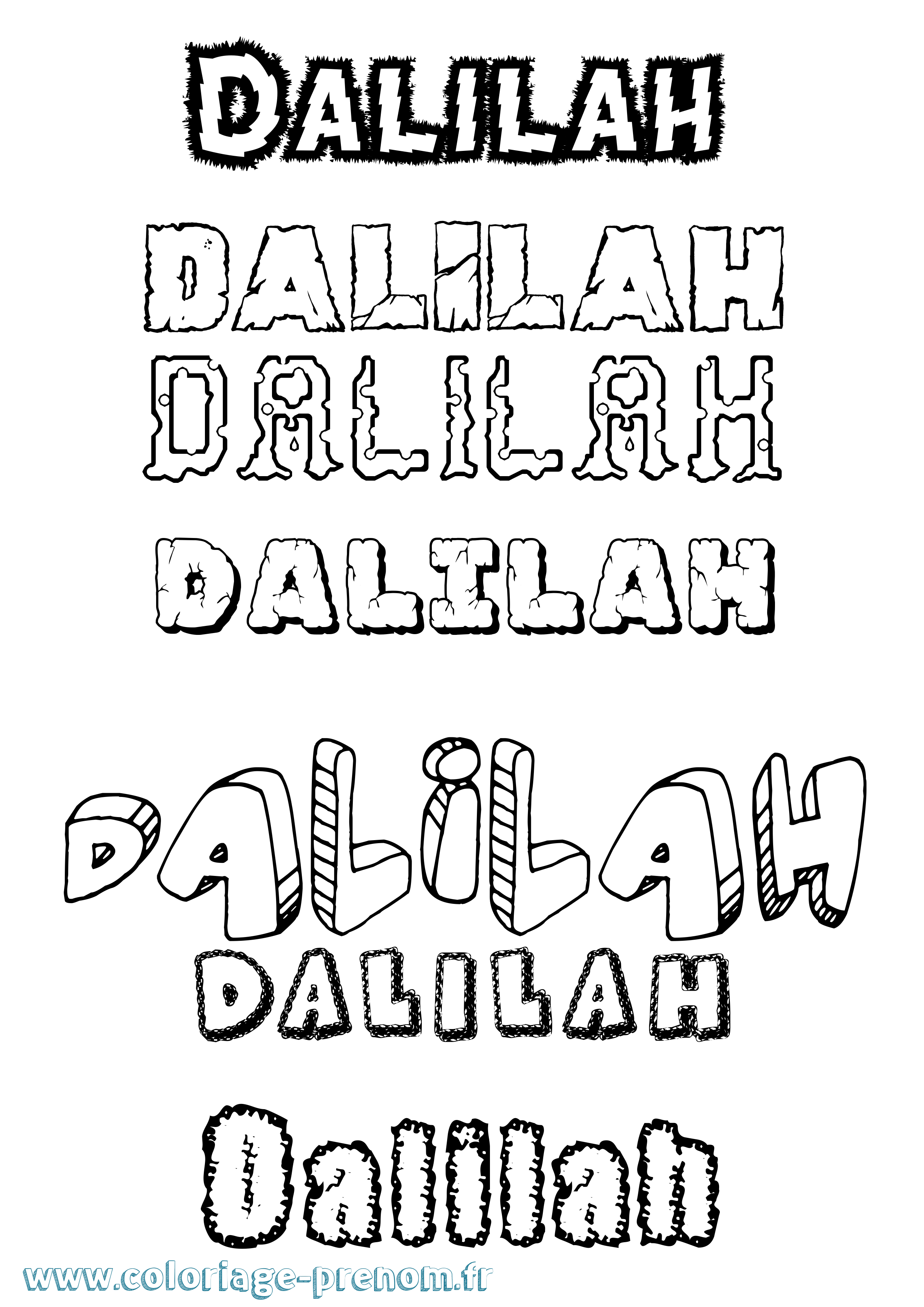 Coloriage prénom Dalilah Destructuré