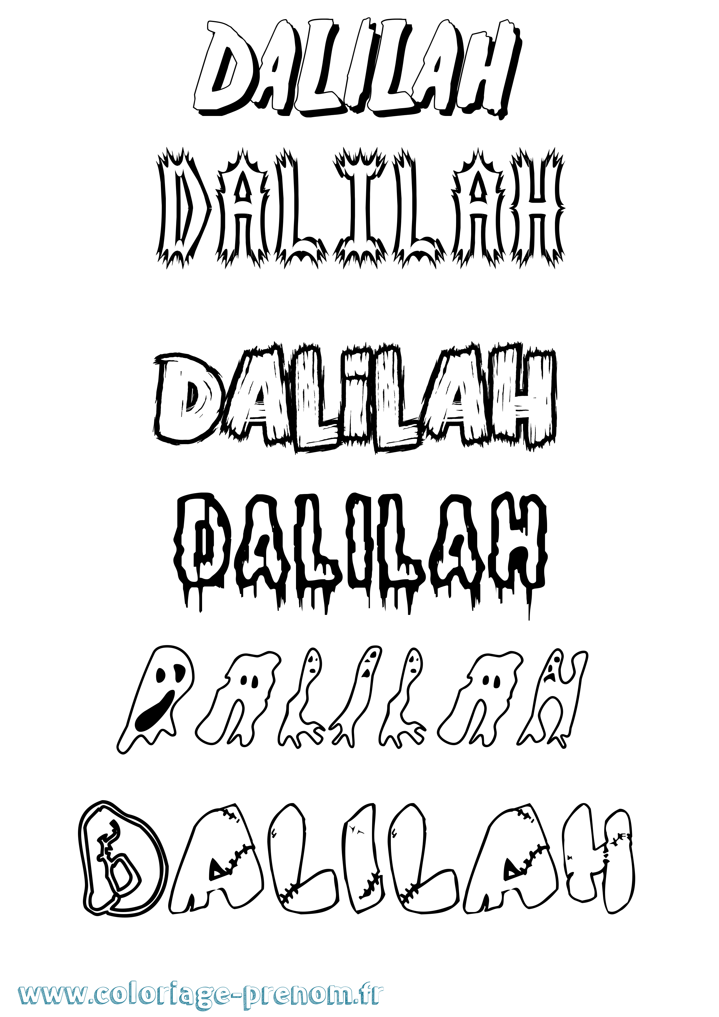 Coloriage prénom Dalilah Frisson
