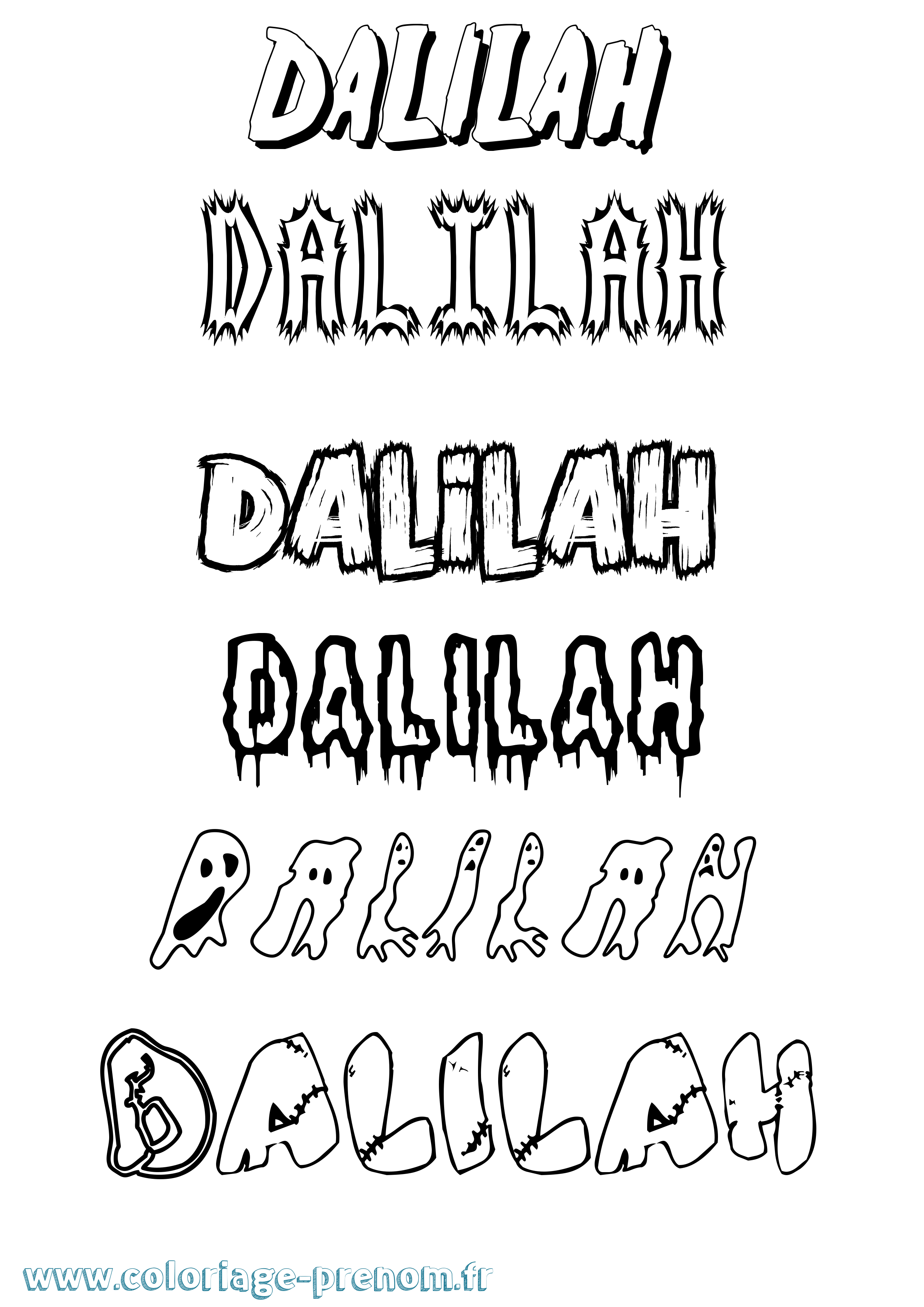 Coloriage Dalilah Frisson Coloriage prénom Dalilah Frisson