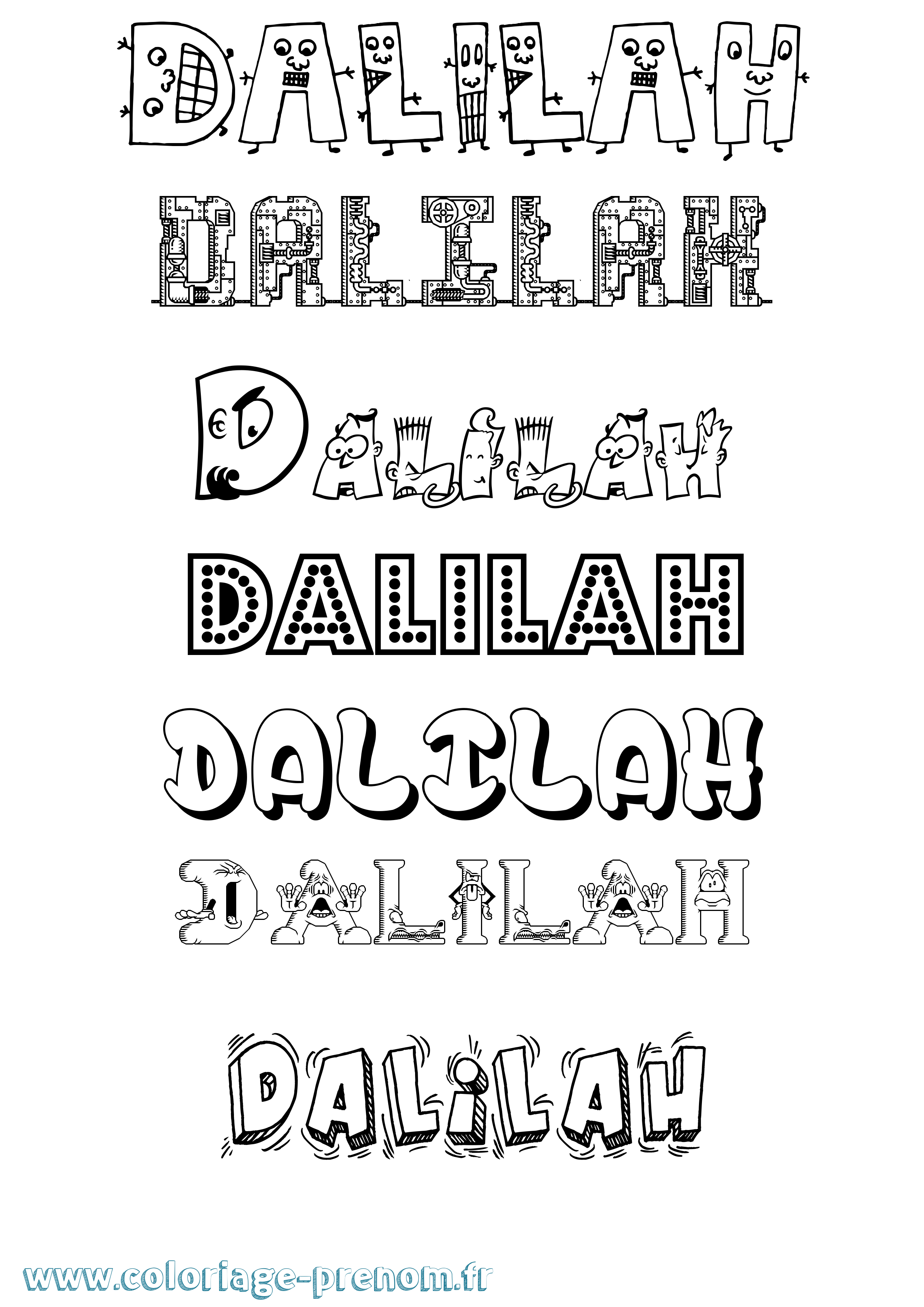 Coloriage prénom Dalilah Fun