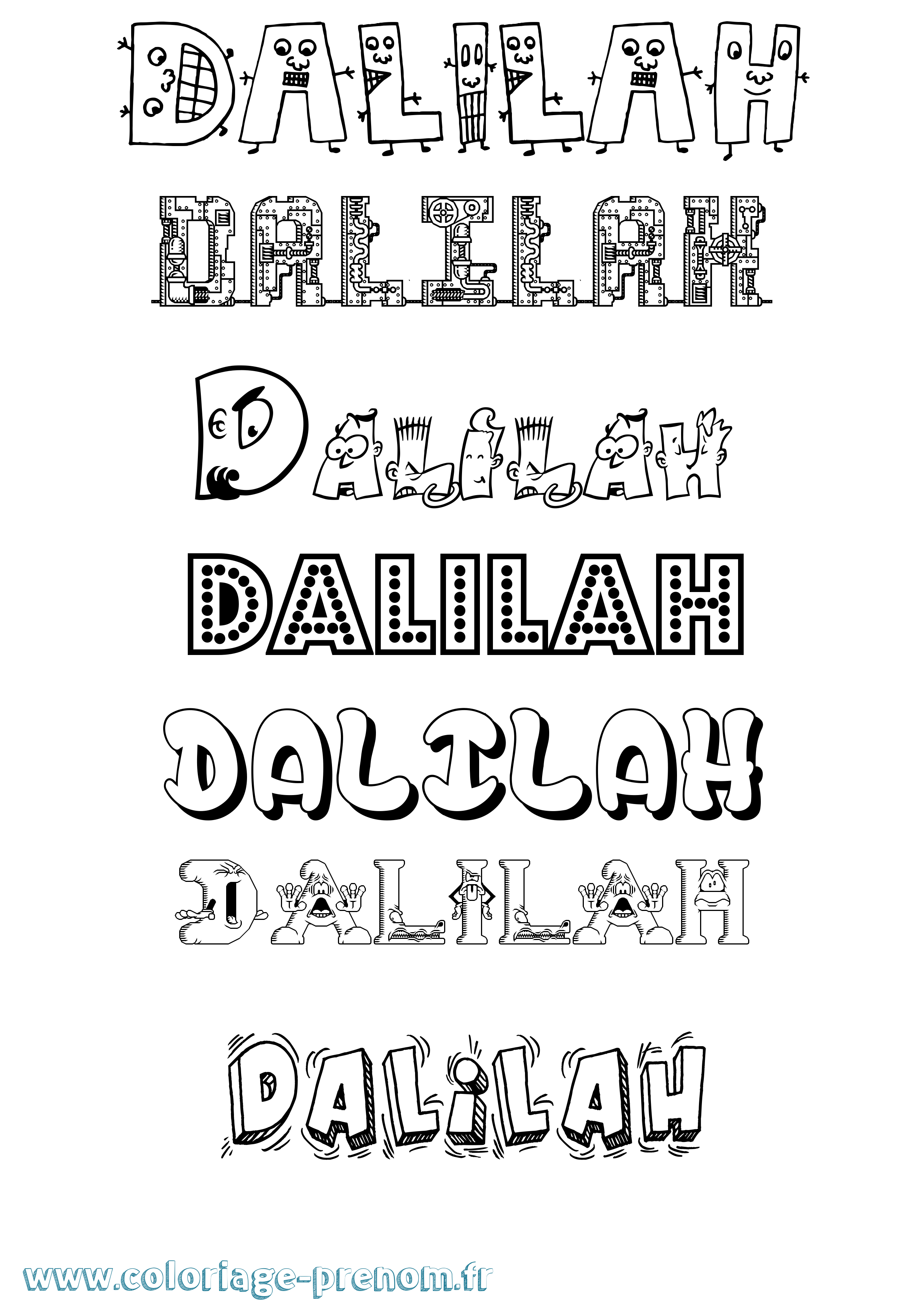 Coloriage Dalilah Fun Coloriage prénom Dalilah Fun