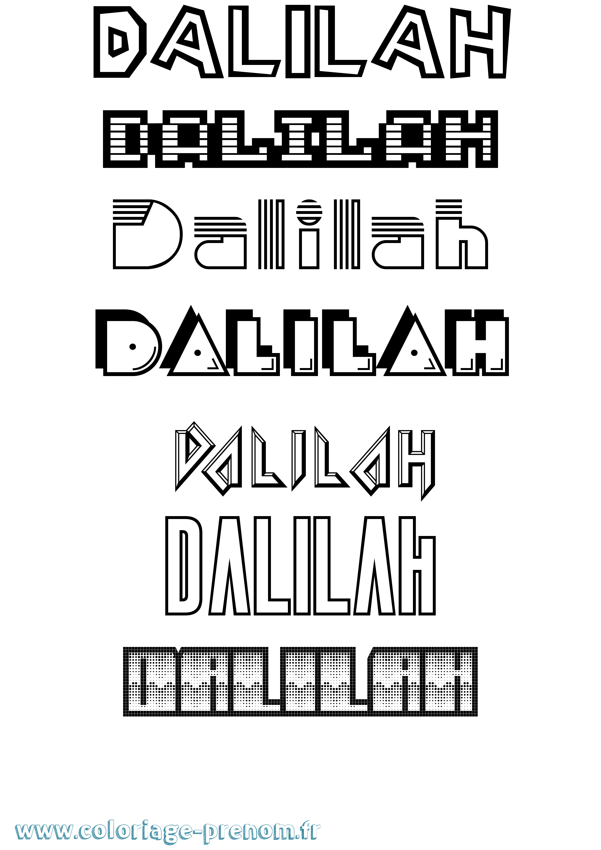 Coloriage prénom Dalilah Jeux Vidéos