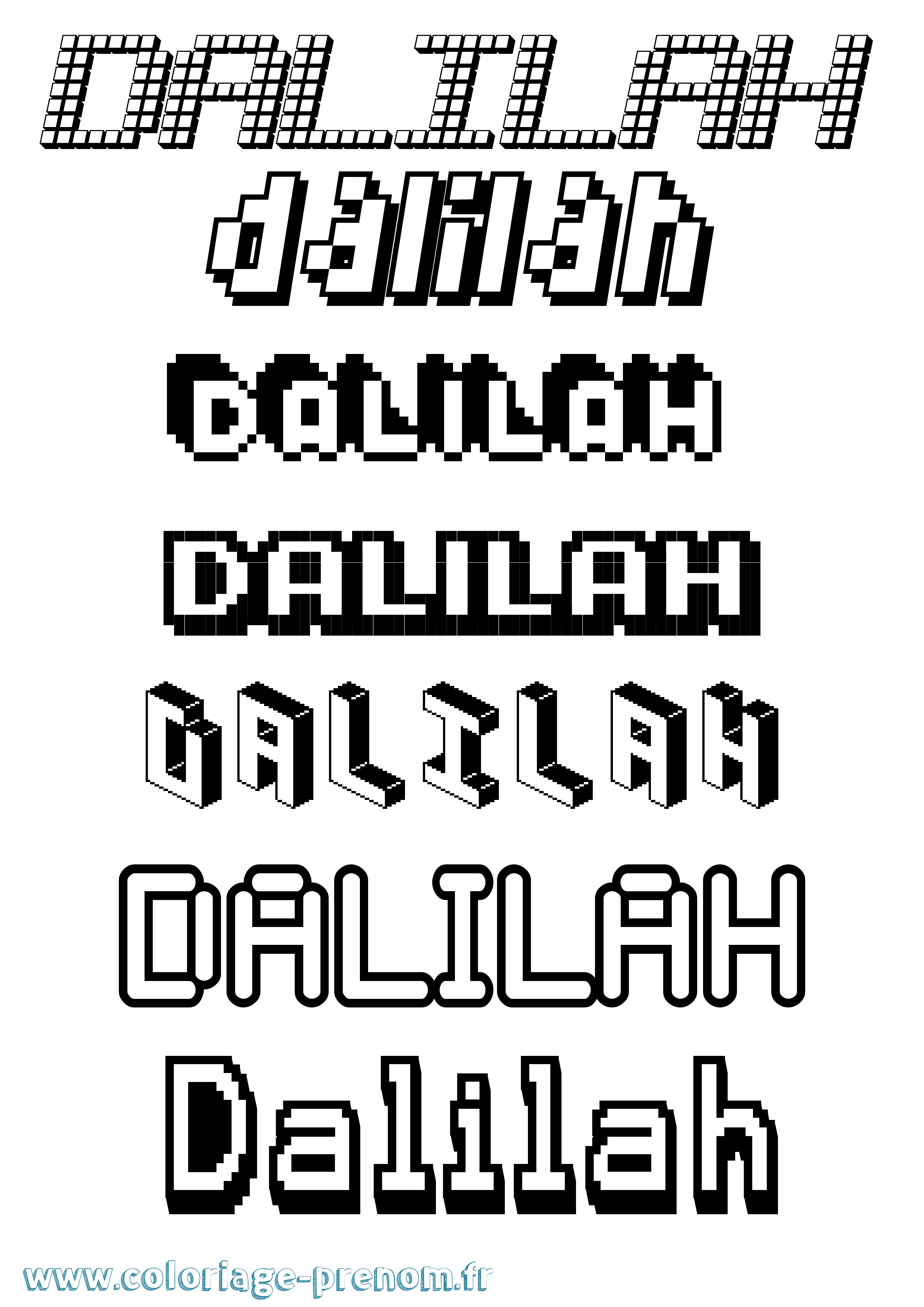 Coloriage prénom Dalilah Pixel
