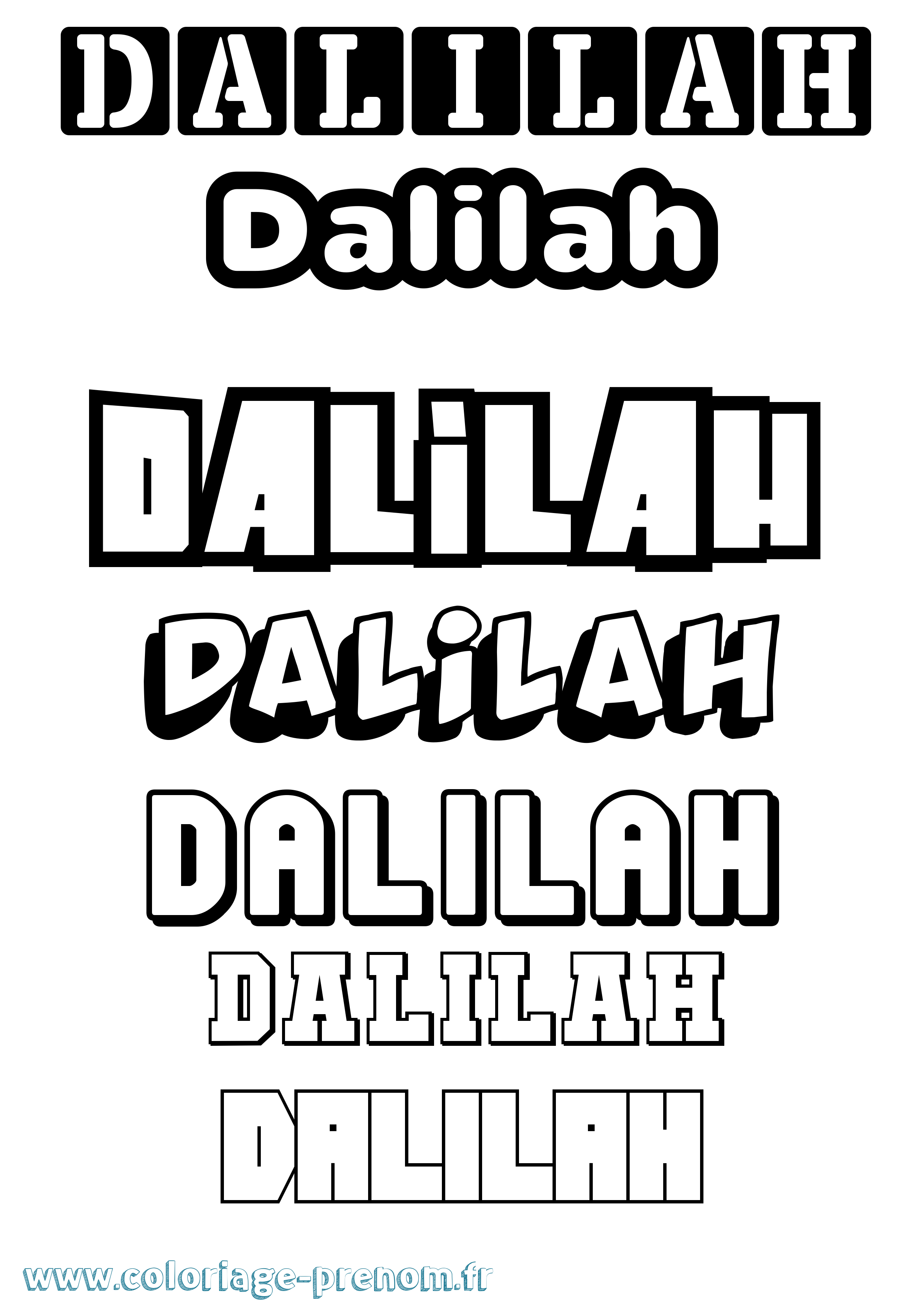 Coloriage prénom Dalilah Simple