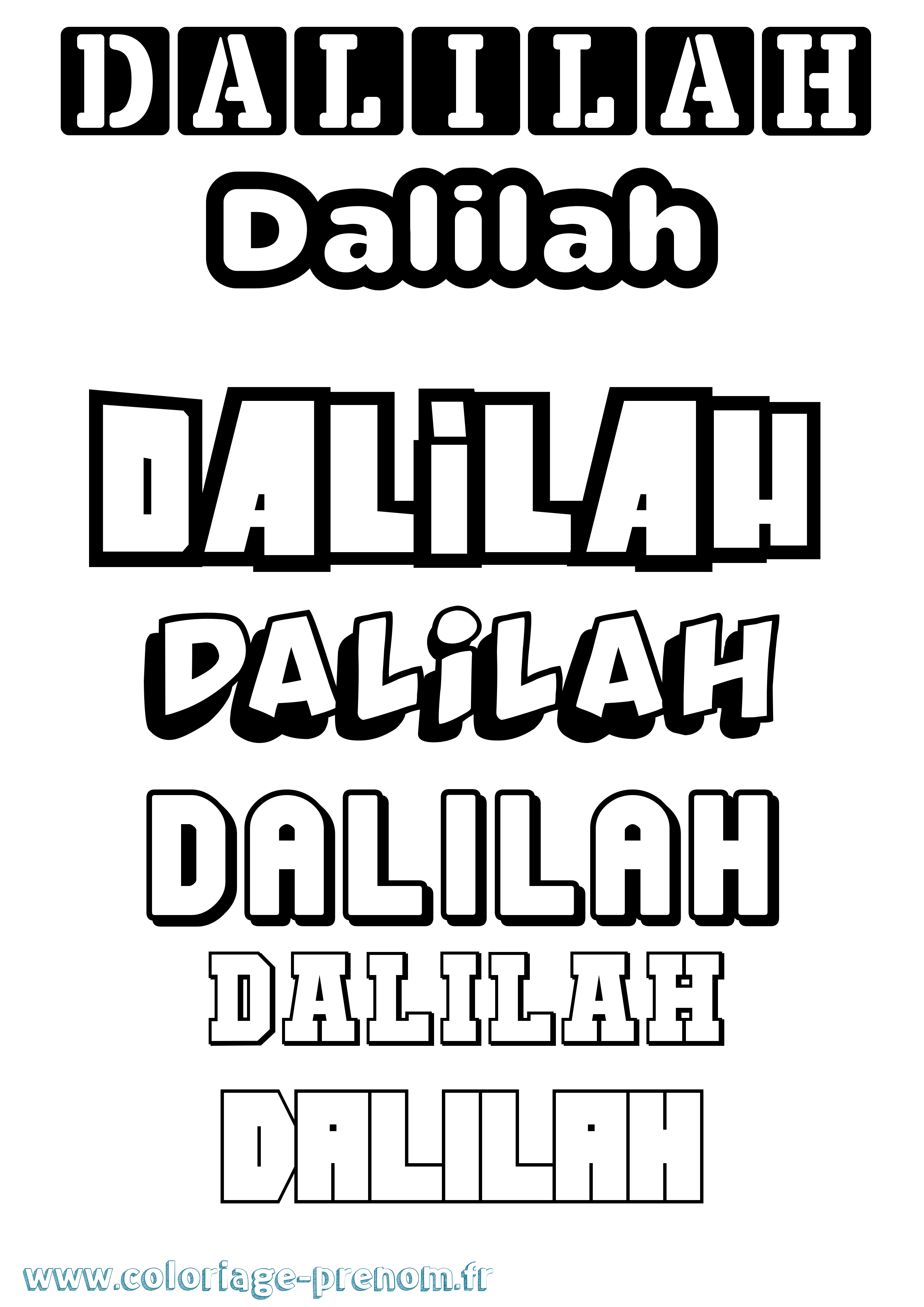 Coloriage Dalilah Simple Coloriage prénom Dalilah Simple