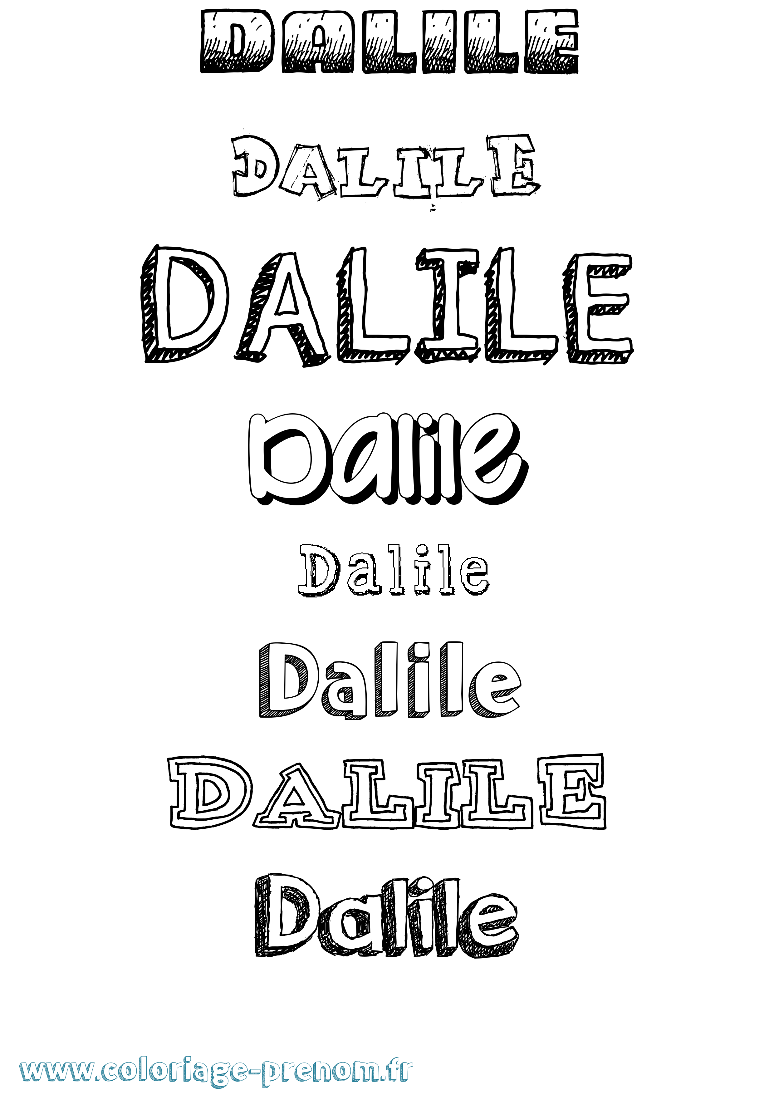 Coloriage prénom Dalile Dessiné