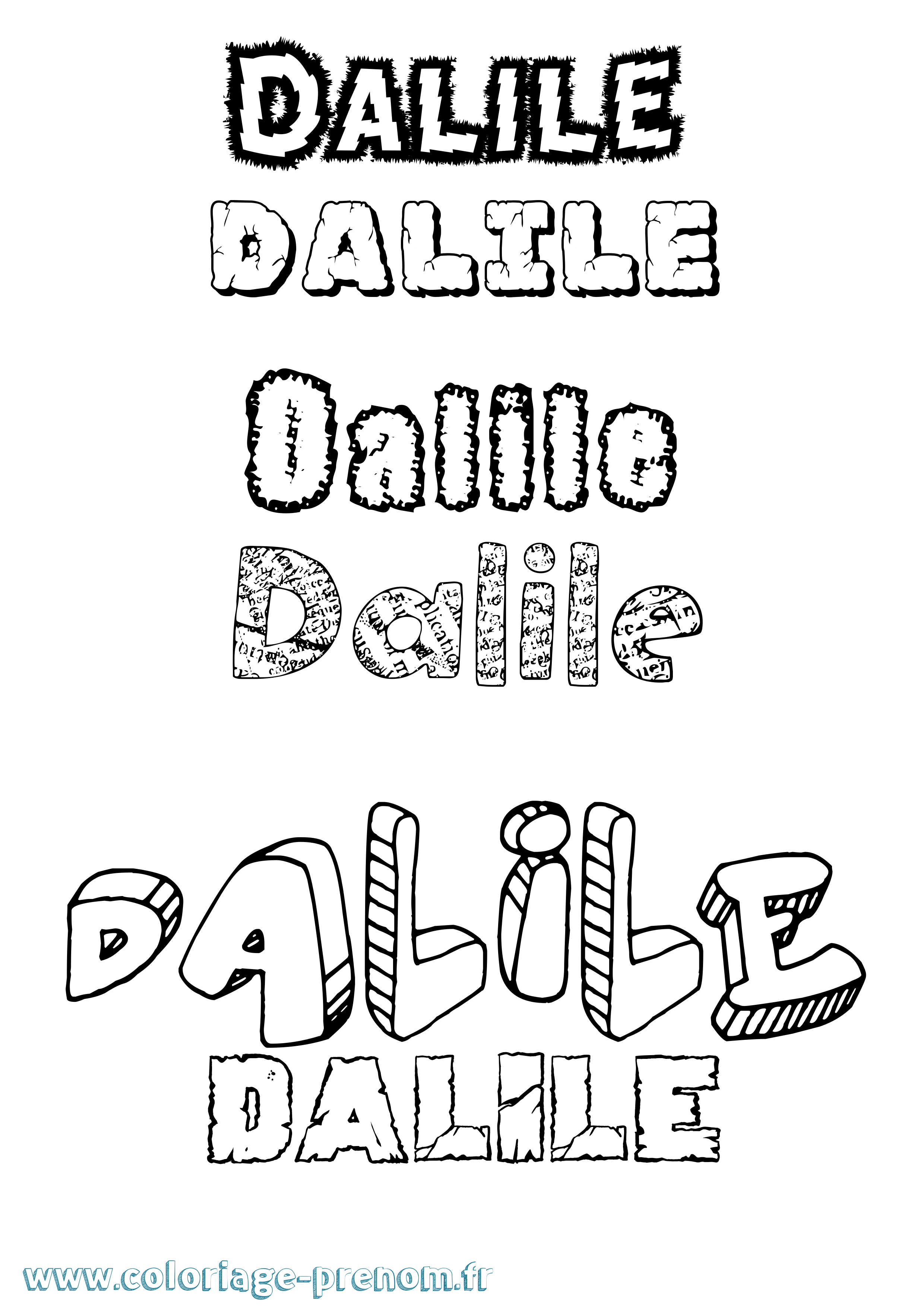 Coloriage prénom Dalile Destructuré