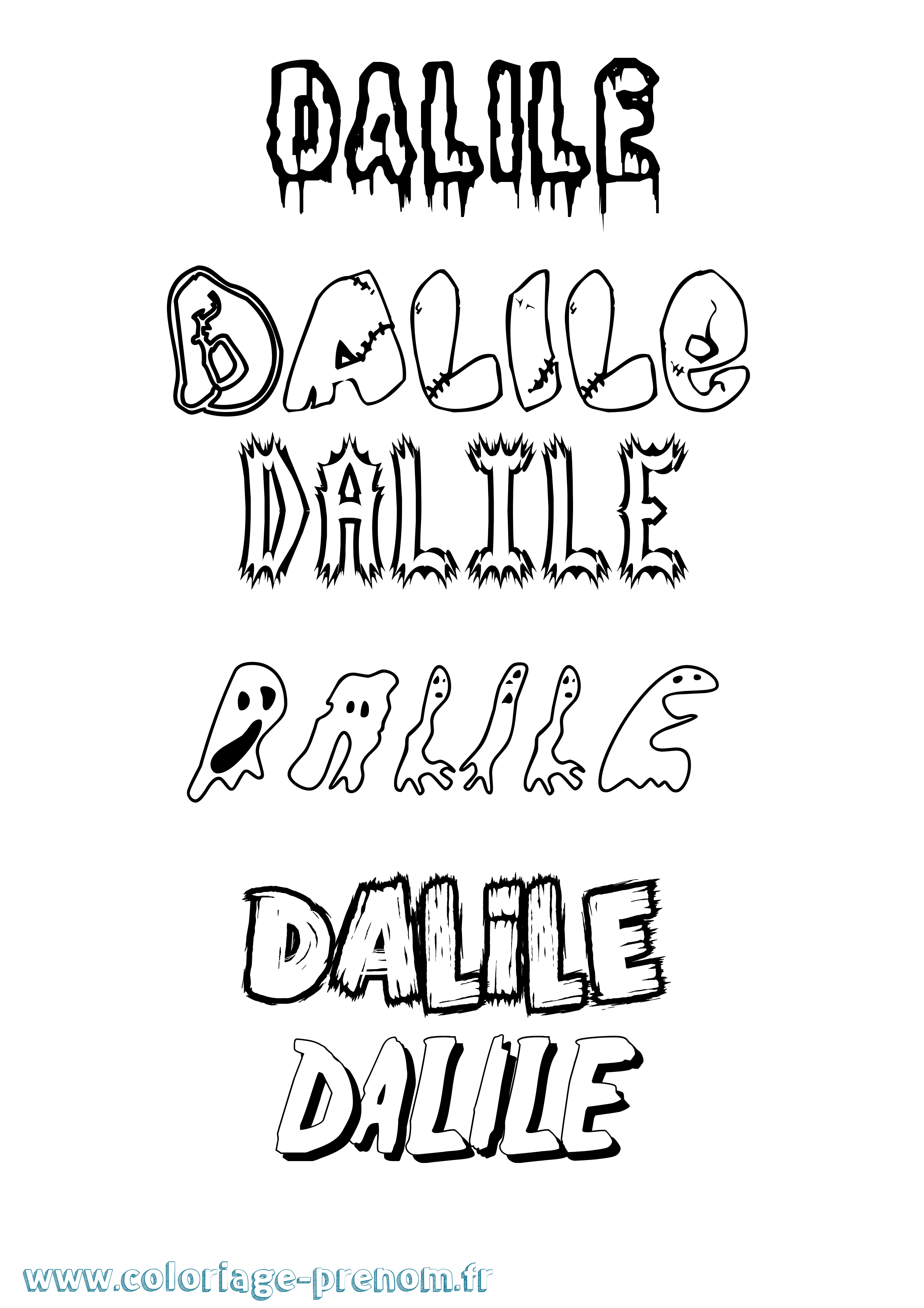 Coloriage prénom Dalile Frisson