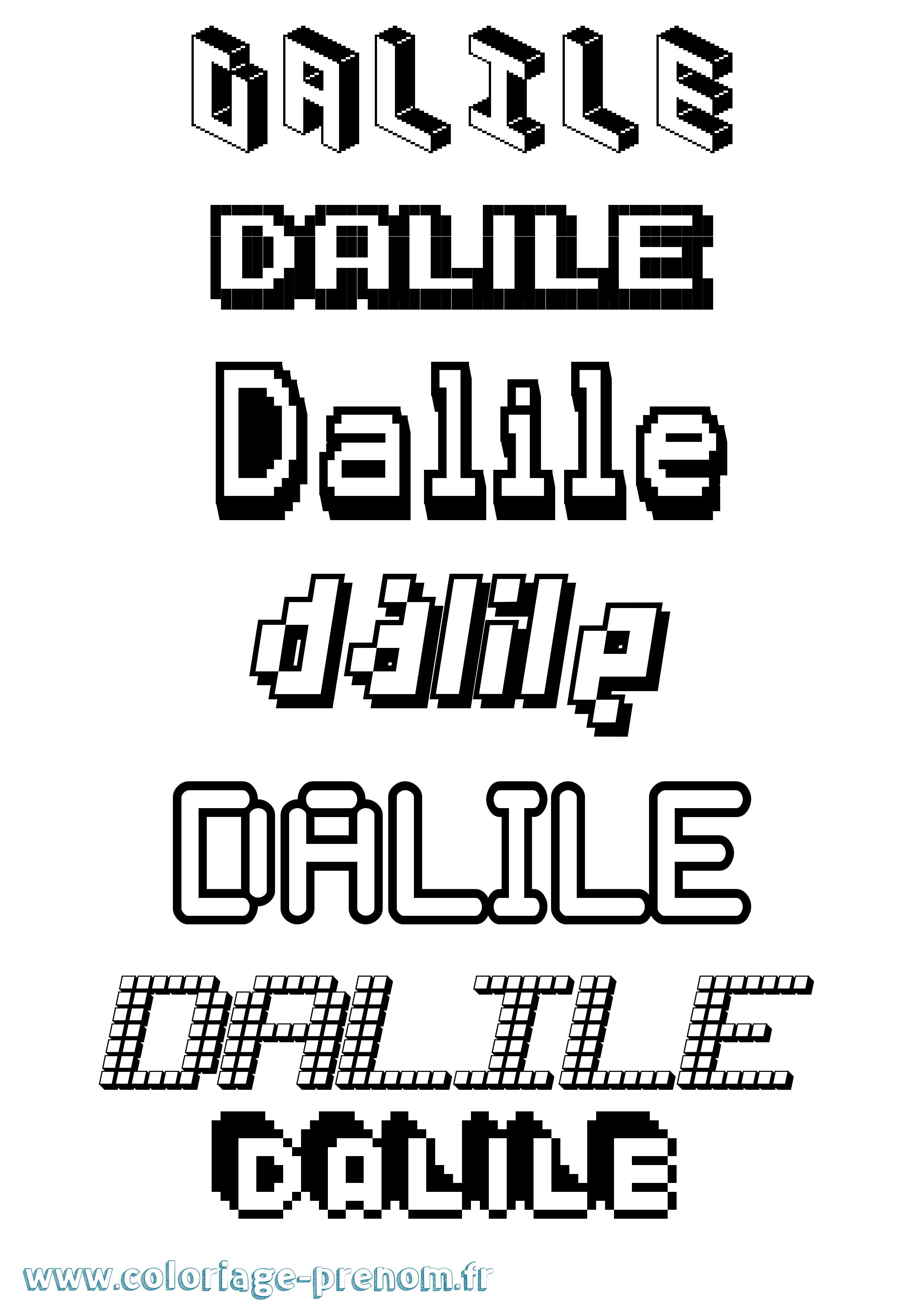 Coloriage prénom Dalile Pixel