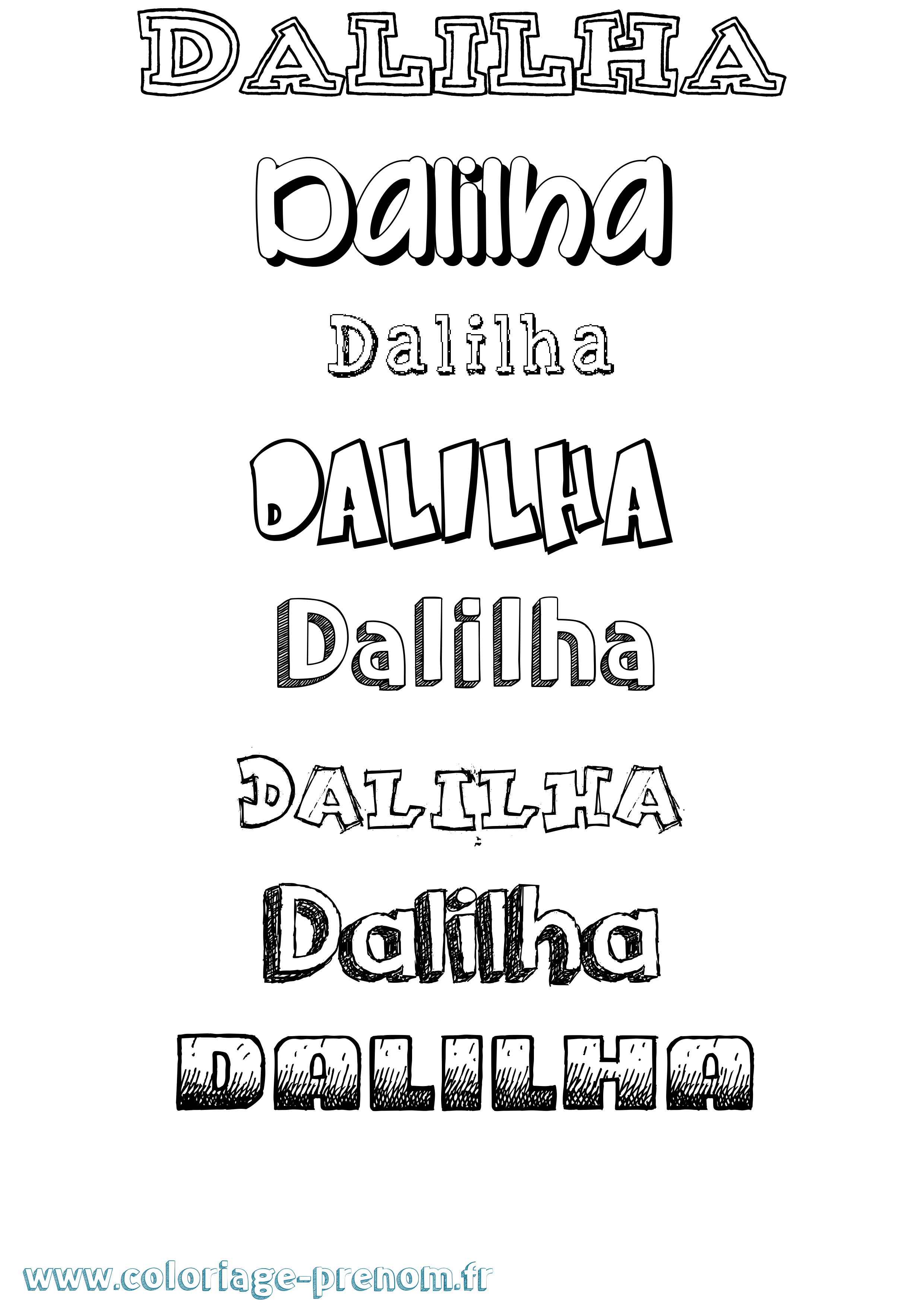 Coloriage prénom Dalilha Dessiné