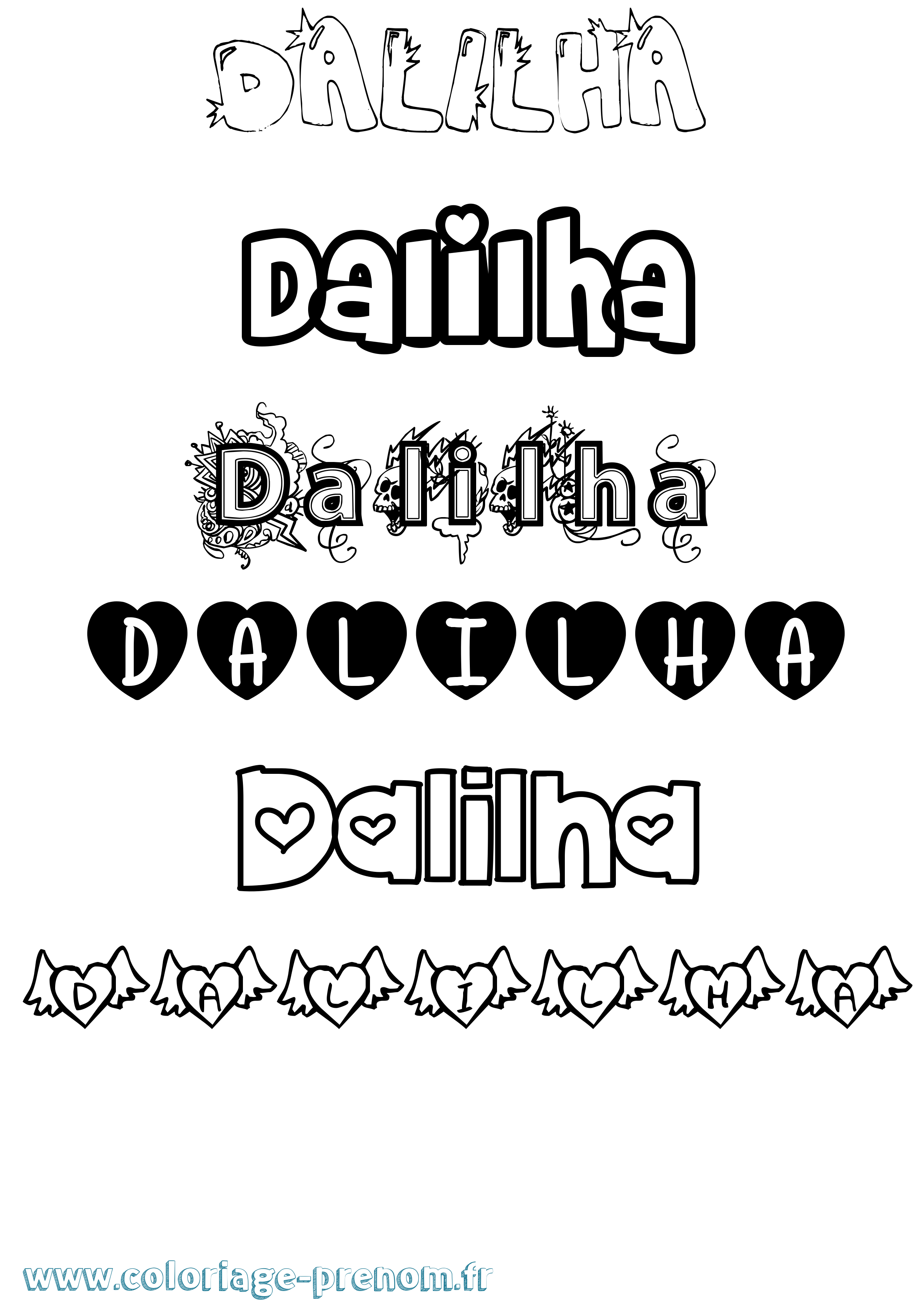 Coloriage prénom Dalilha Girly