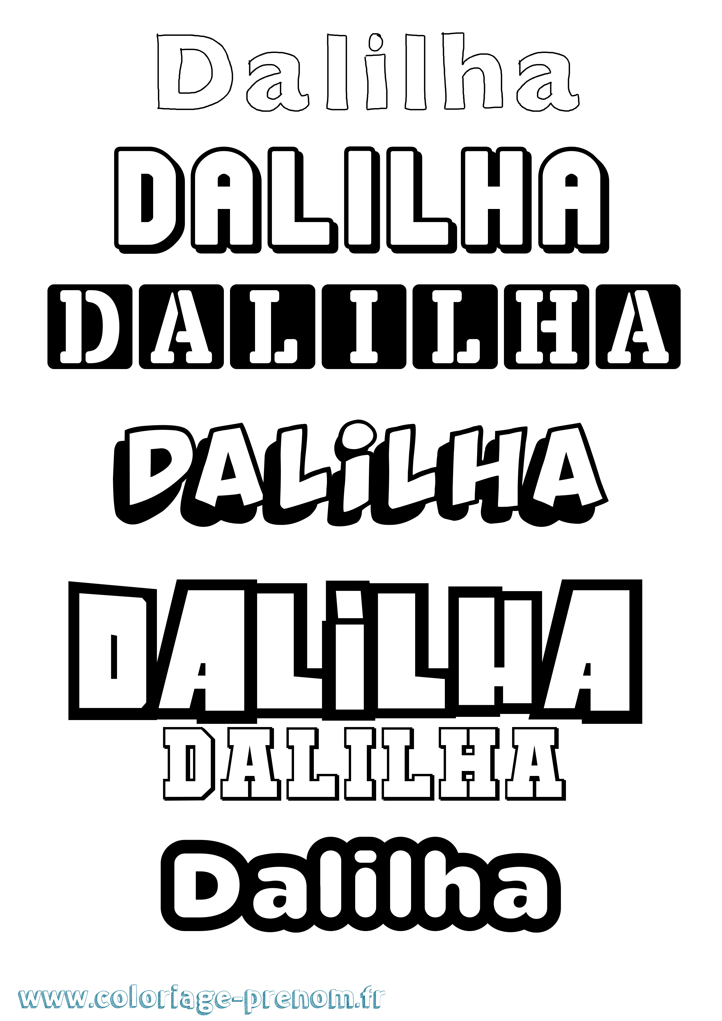 Coloriage prénom Dalilha Simple