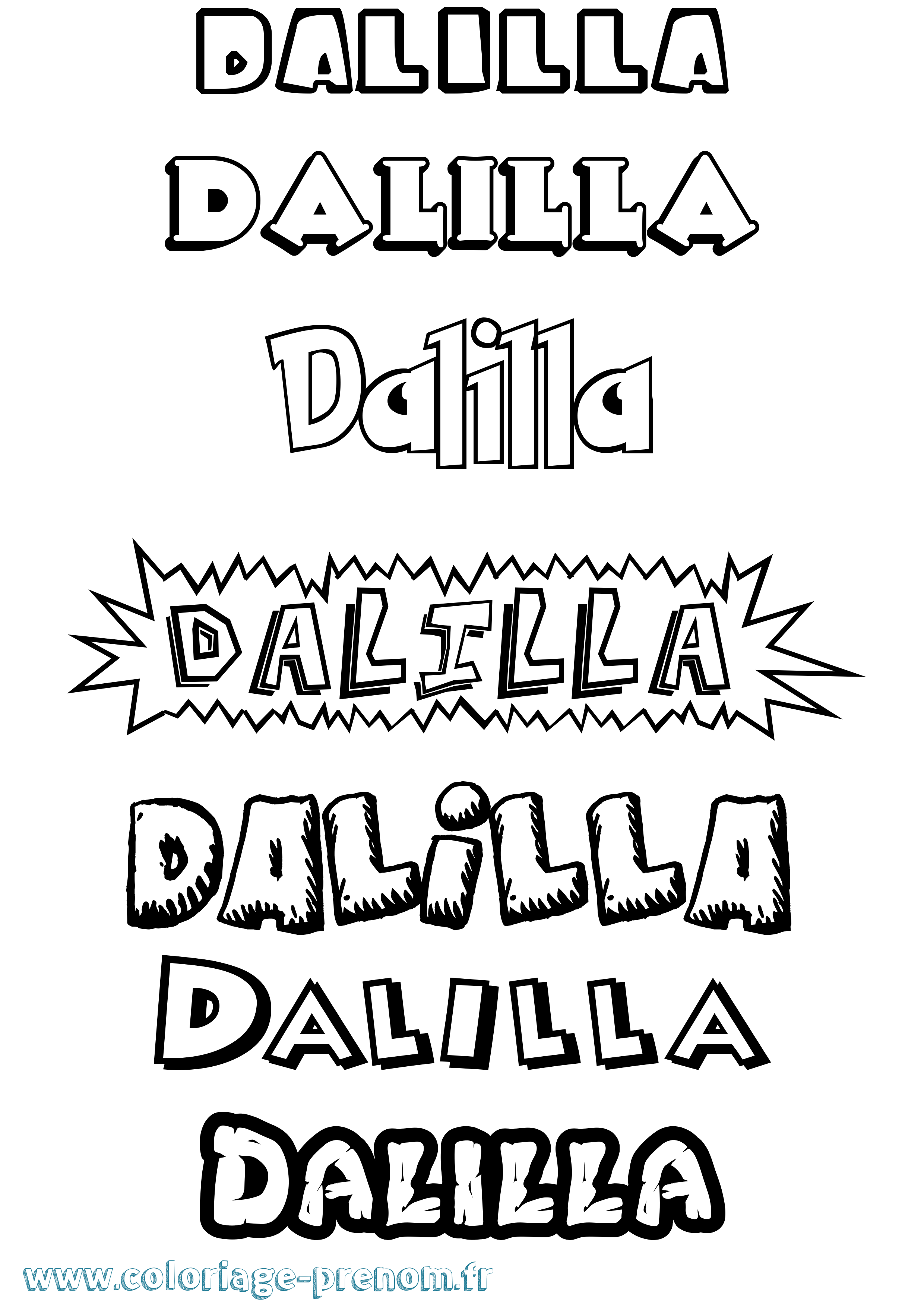 Coloriage prénom Dalilla Dessin Animé