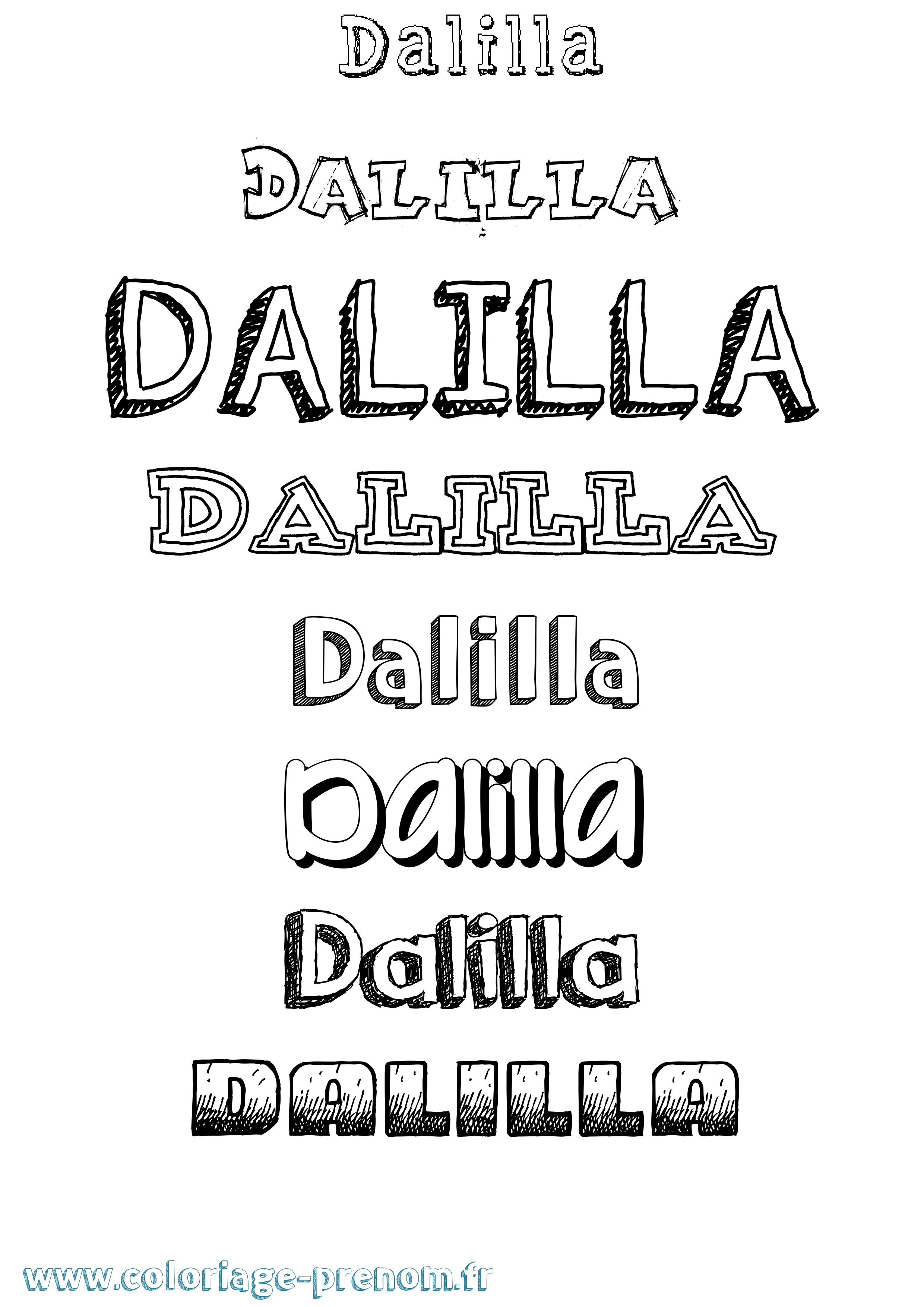 Coloriage prénom Dalilla Dessiné