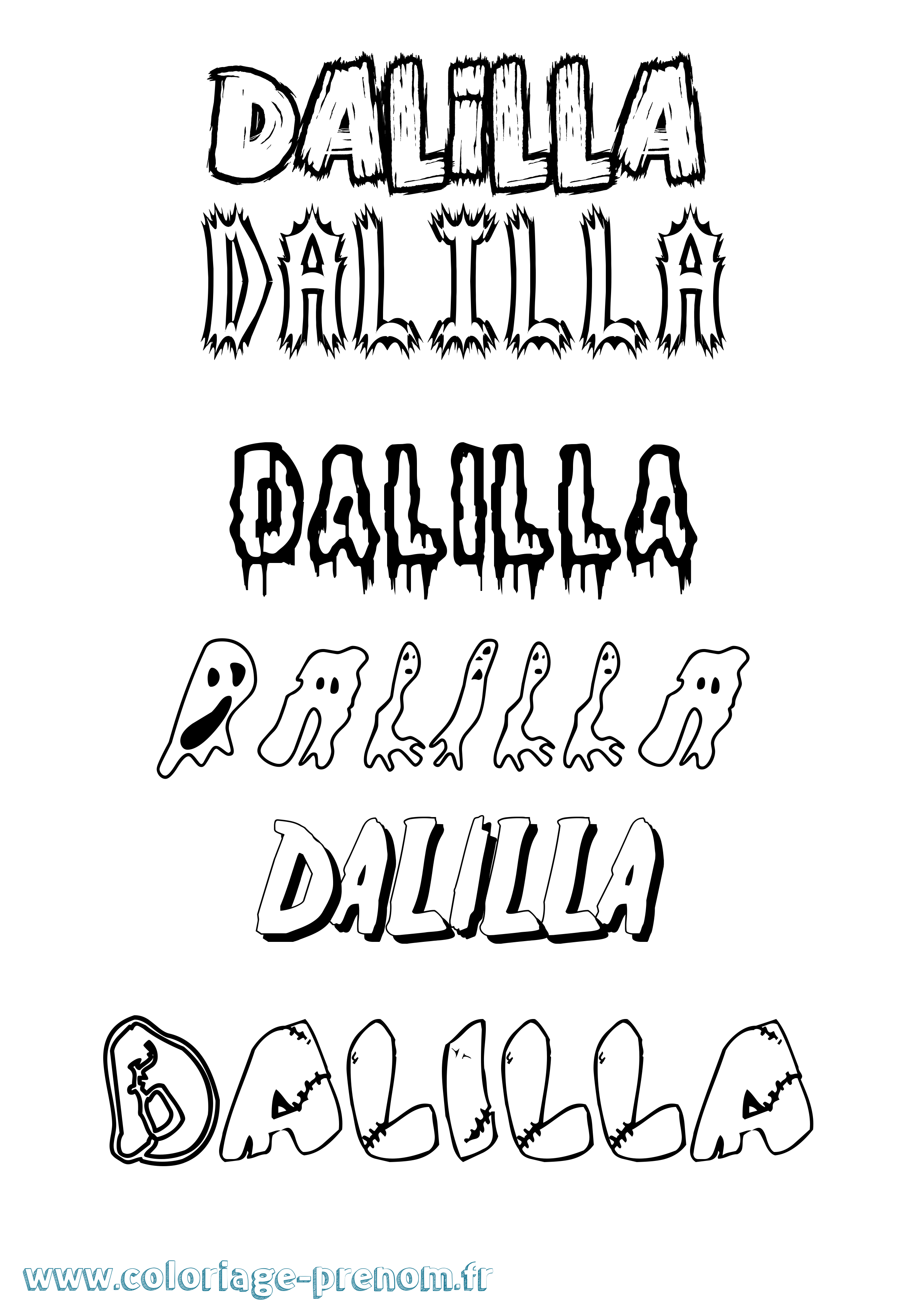 Coloriage prénom Dalilla Frisson