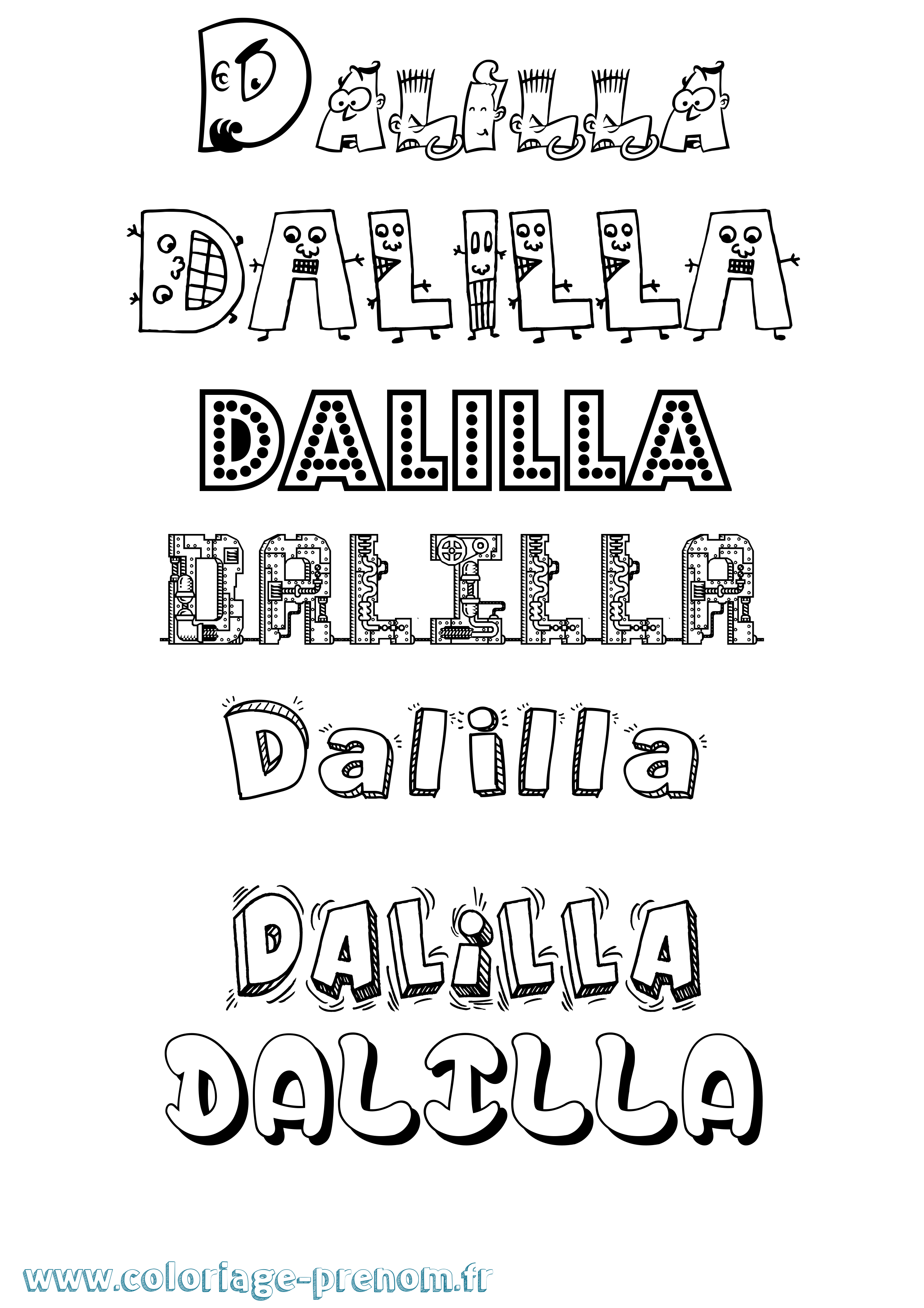 Coloriage prénom Dalilla Fun