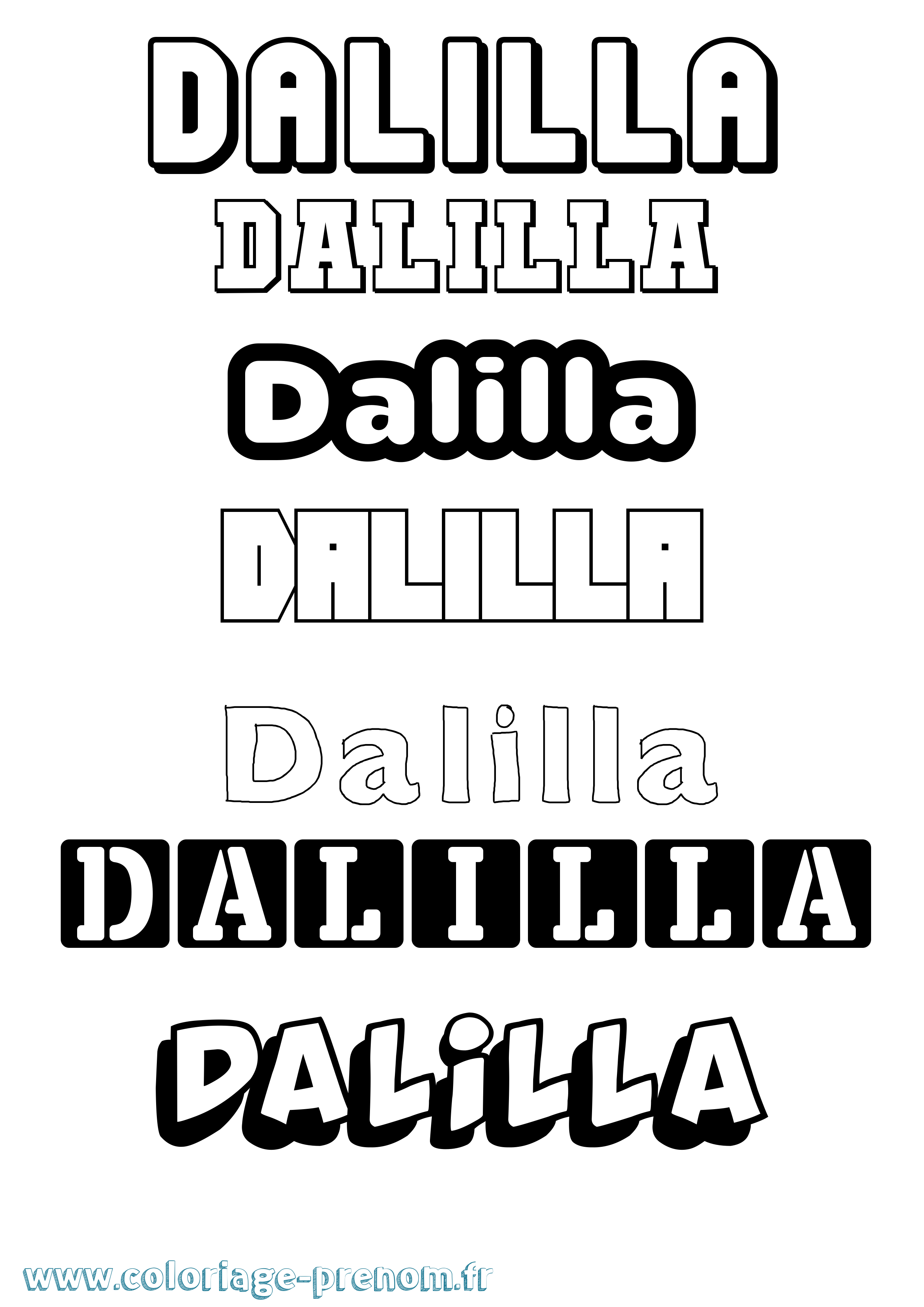 Coloriage prénom Dalilla Simple