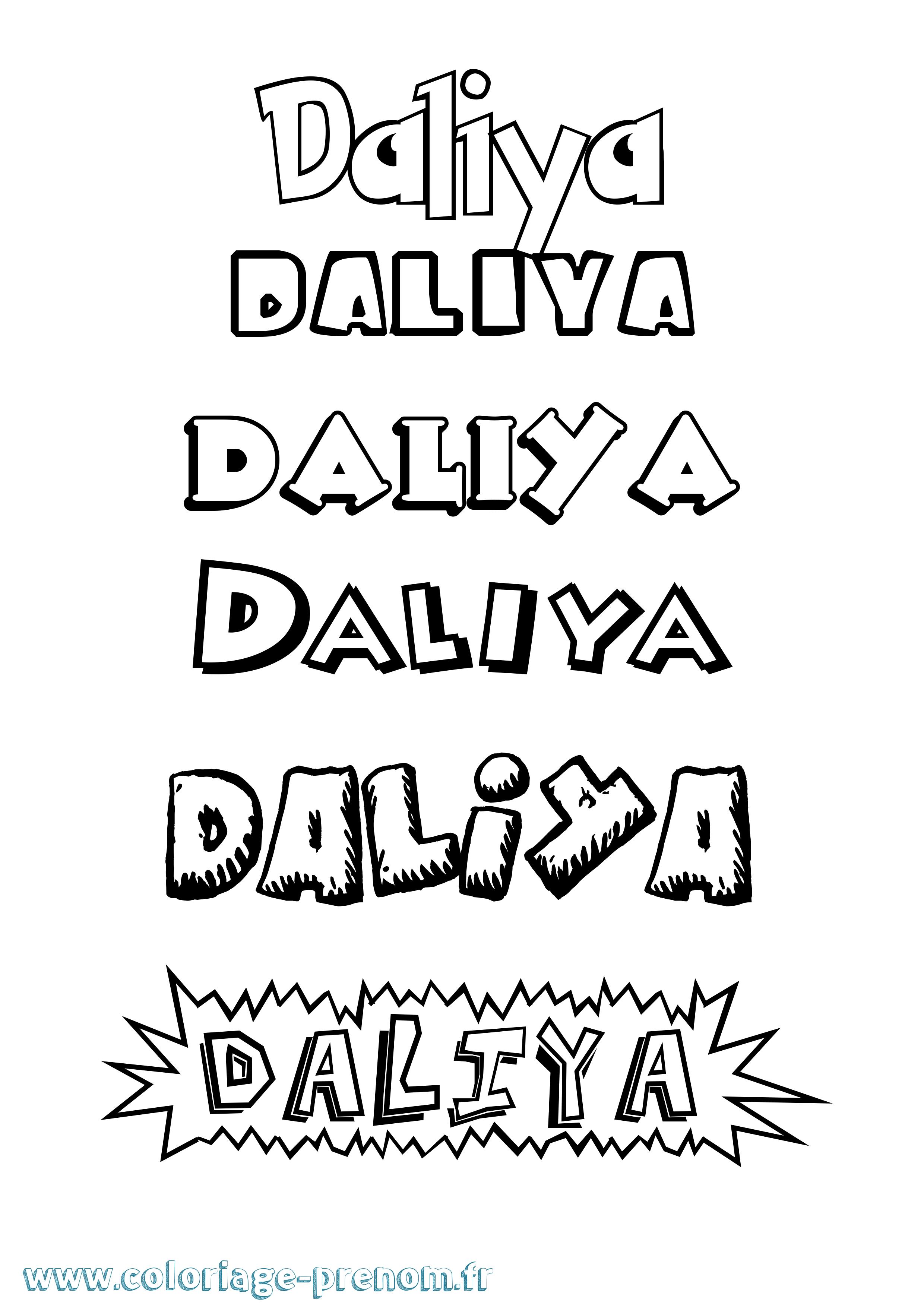 Coloriage Daliya Dessin Animé Coloriage prénom Daliya Dessin Animé