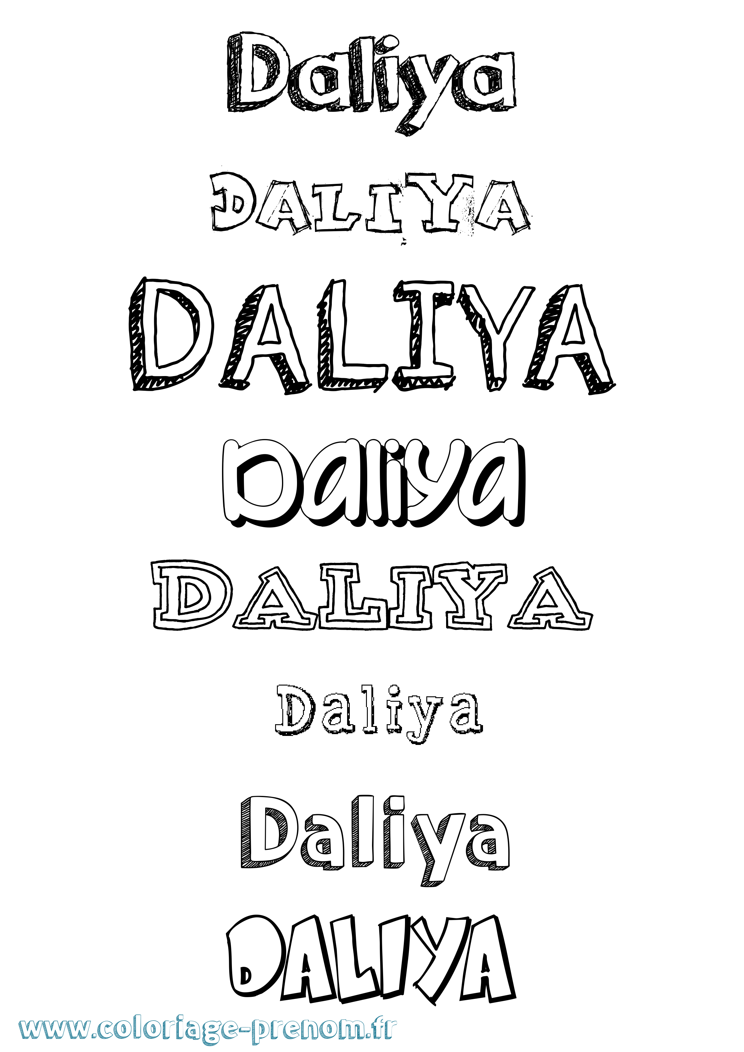 Coloriage Daliya Dessiné Coloriage prénom Daliya Dessiné