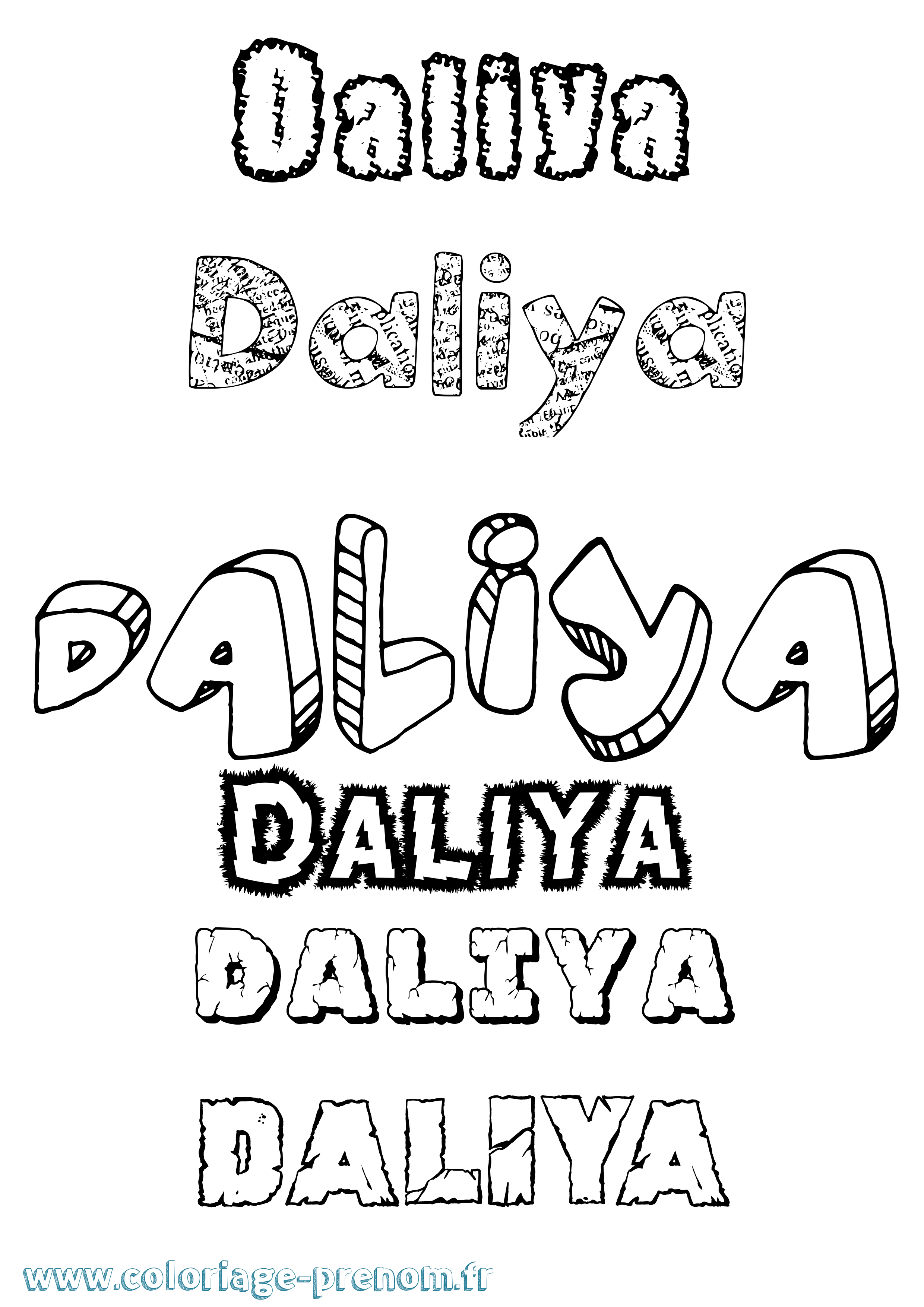 Coloriage Daliya Destructuré Coloriage prénom Daliya Destructuré