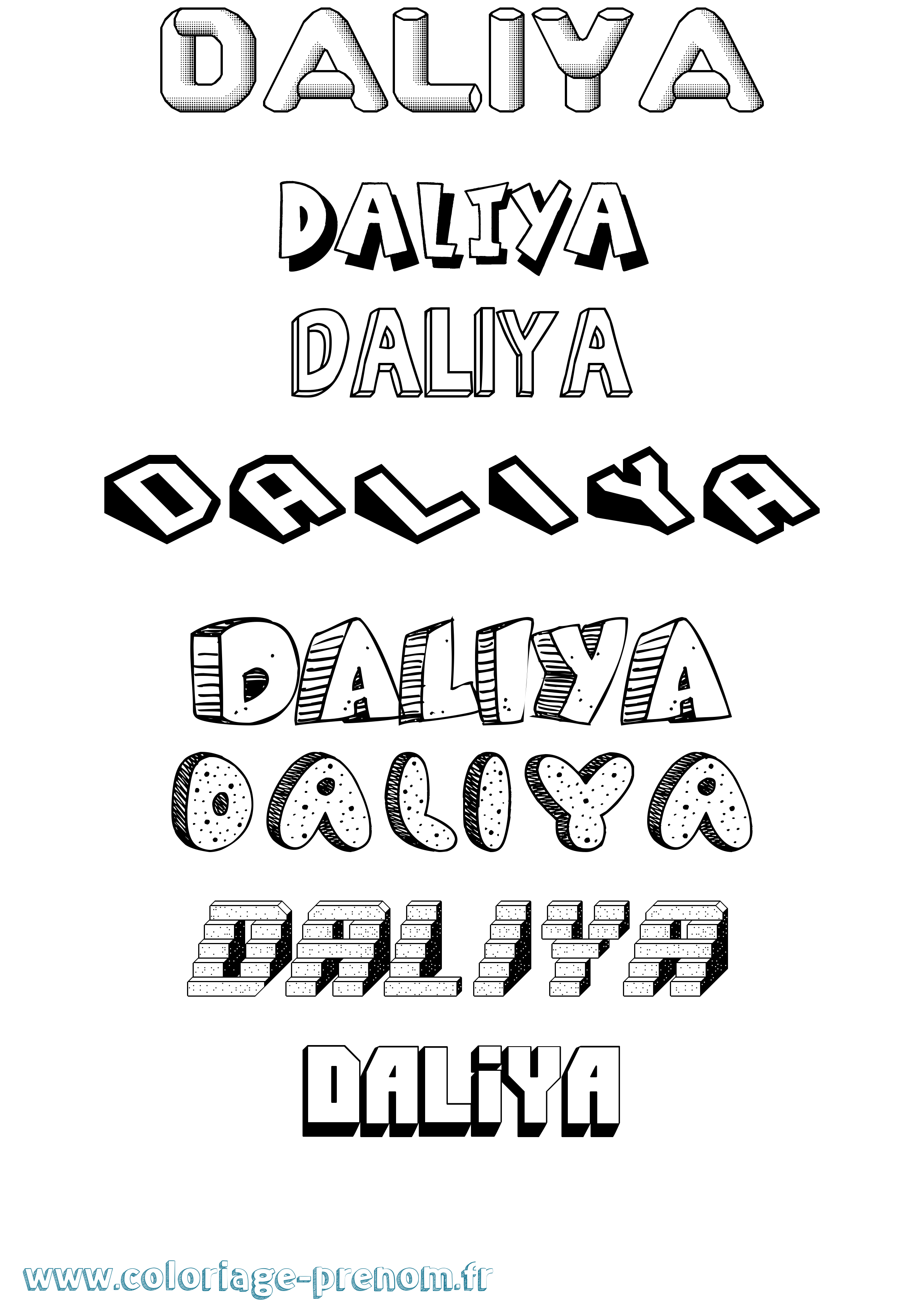 Coloriage Daliya Effet 3D Coloriage prénom Daliya Effet 3D