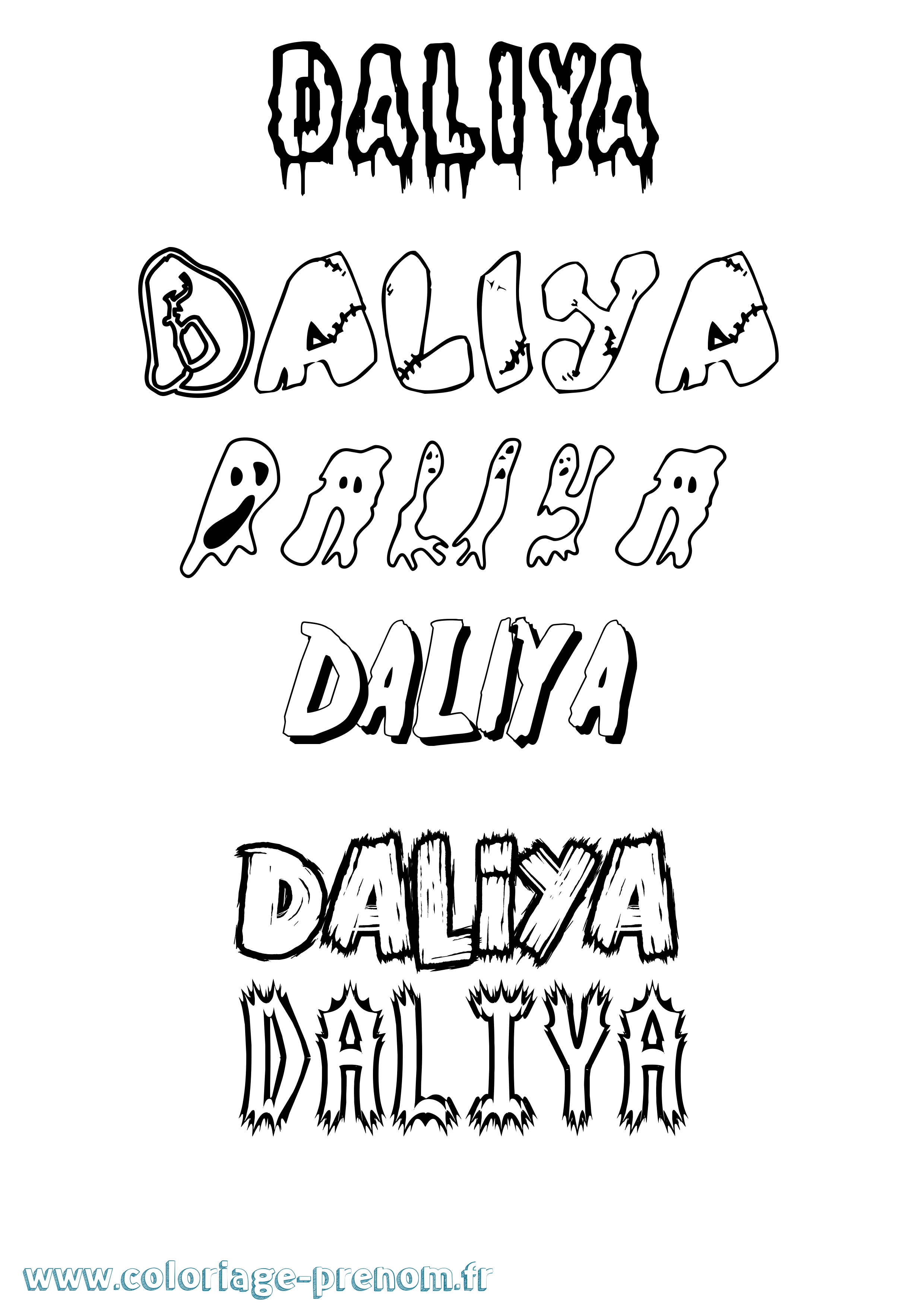 Coloriage Daliya Frisson Coloriage prénom Daliya Frisson