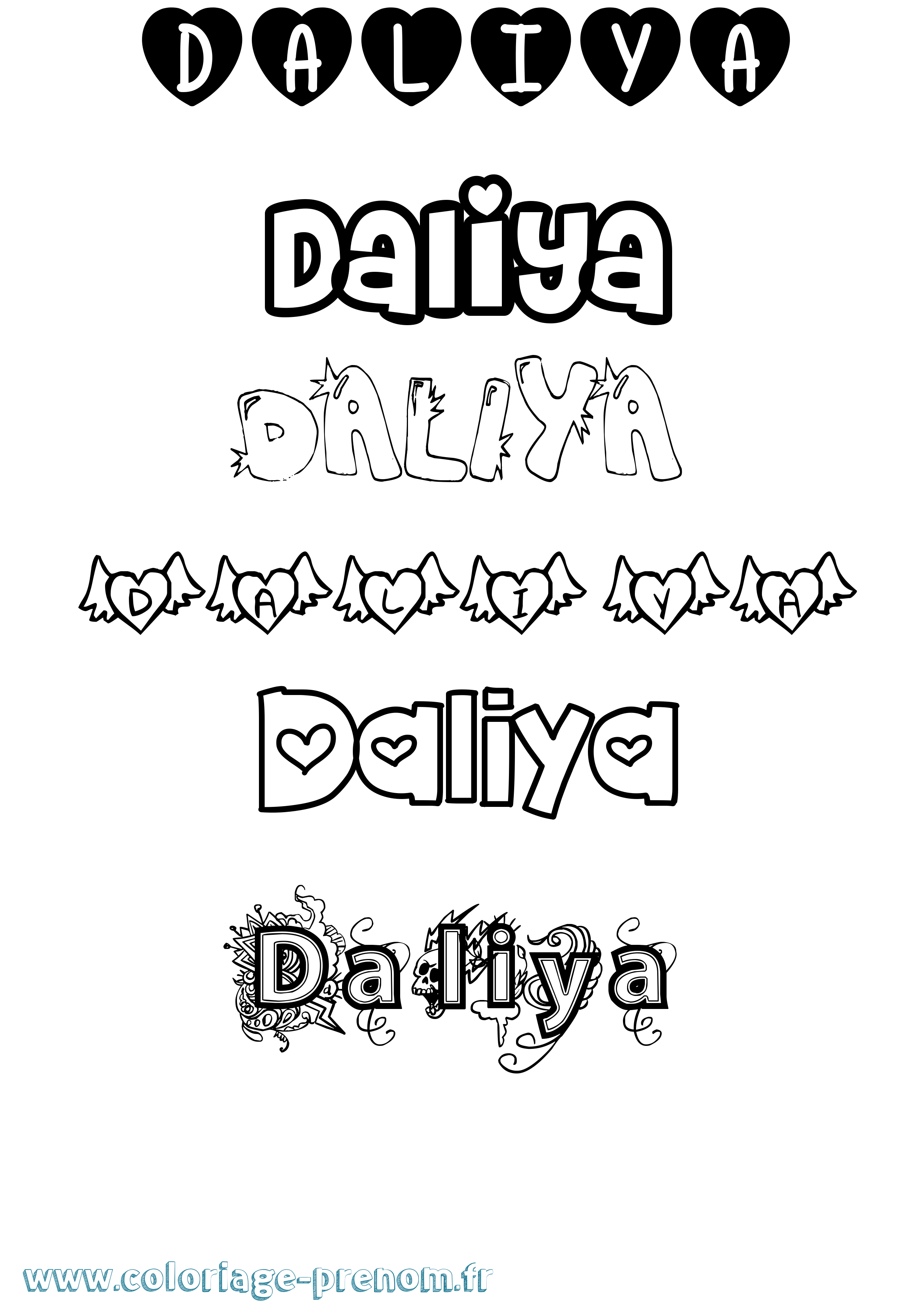 Coloriage Daliya Girly Coloriage prénom Daliya Girly