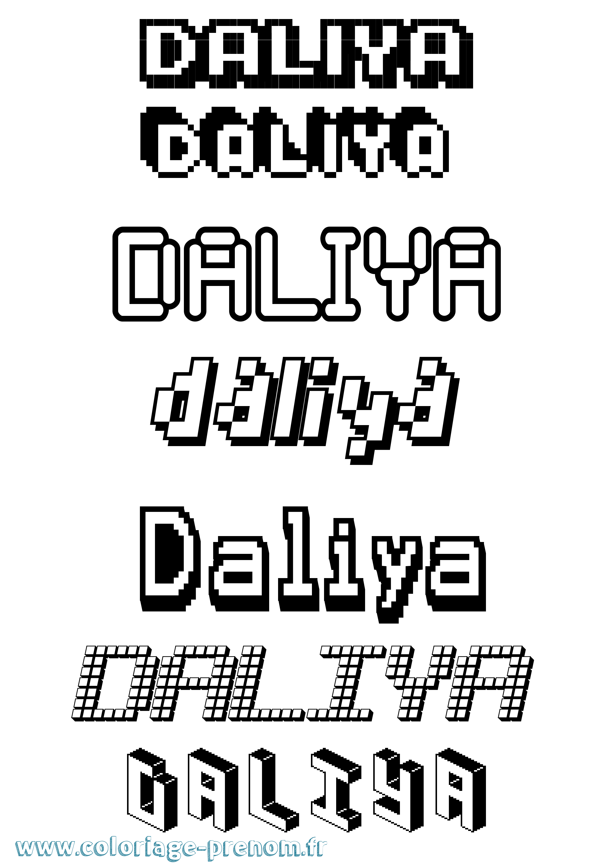 Coloriage Daliya Pixel Coloriage prénom Daliya Pixel